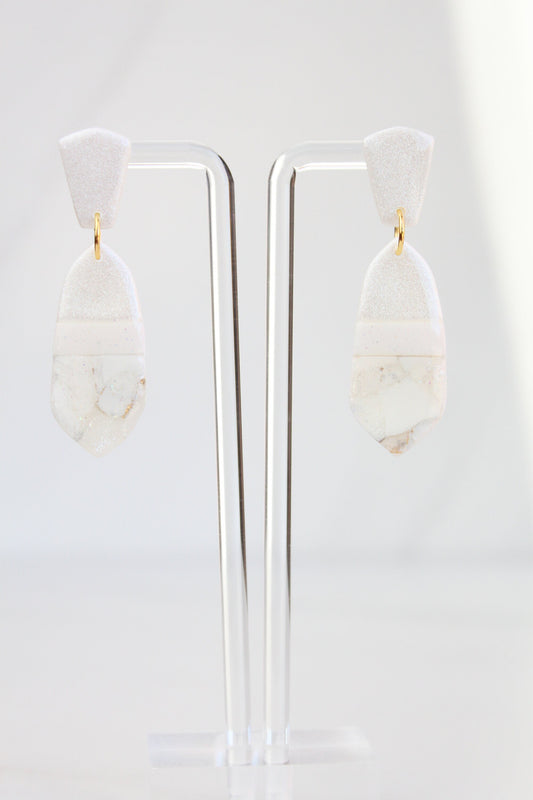 Clay Dangle Earrings - Geometric Modern Design, Handmade Lightweight Hypoallergenic Polymer Jewelry, Statement Accessory Multiple Colors