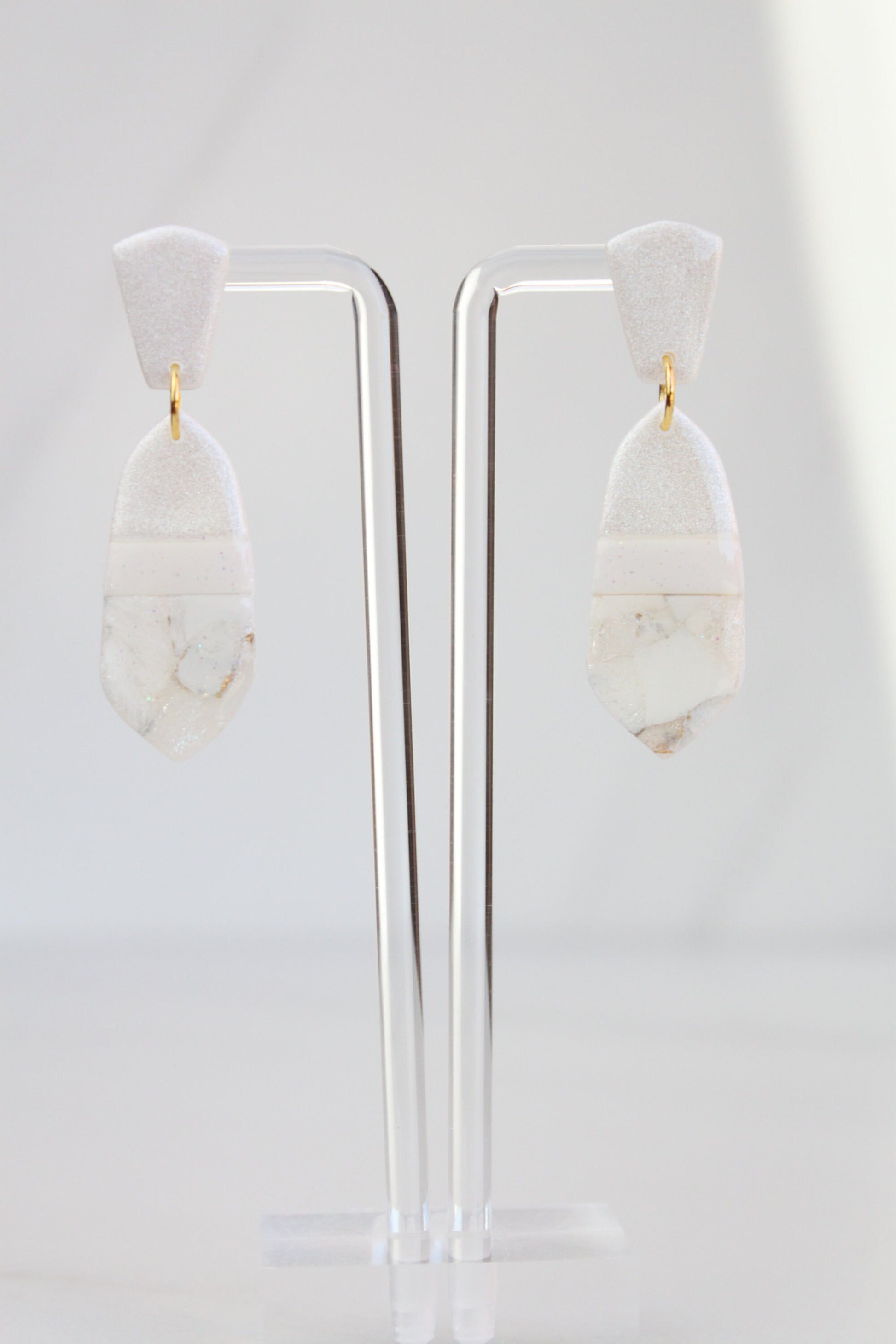 Clay Dangle Earrings - Geometric Modern Design, Handmade Lightweight Hypoallergenic Polymer Jewelry, Statement Accessory Multiple Colors