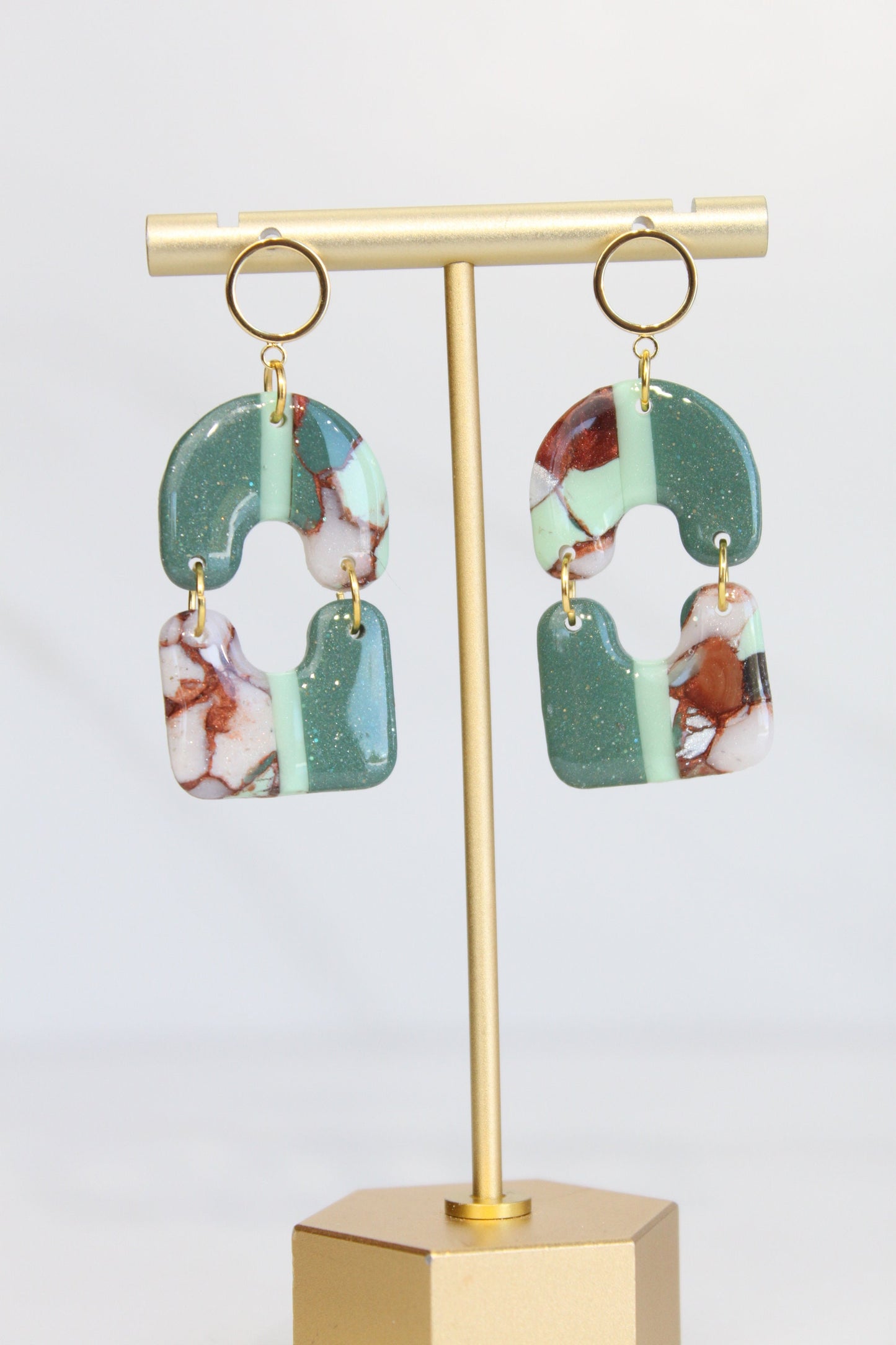 Clay Dangle Earrings - Geometric Modern Design, Handmade Lightweight Hypoallergenic Polymer Jewelry, Statement Accessory Multiple Colors