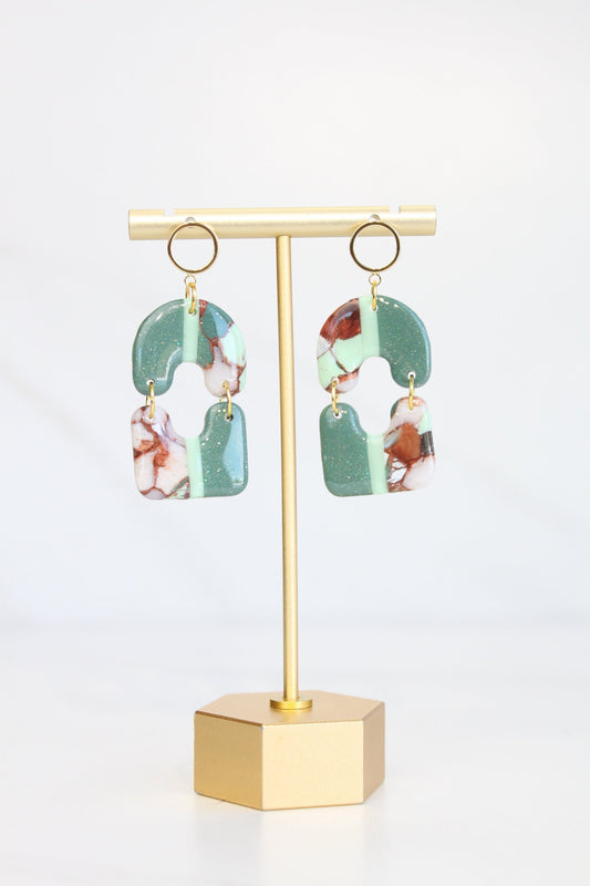 Clay Dangle Earrings - Geometric Modern Design, Handmade Lightweight Hypoallergenic Polymer Jewelry, Statement Accessory Multiple Colors