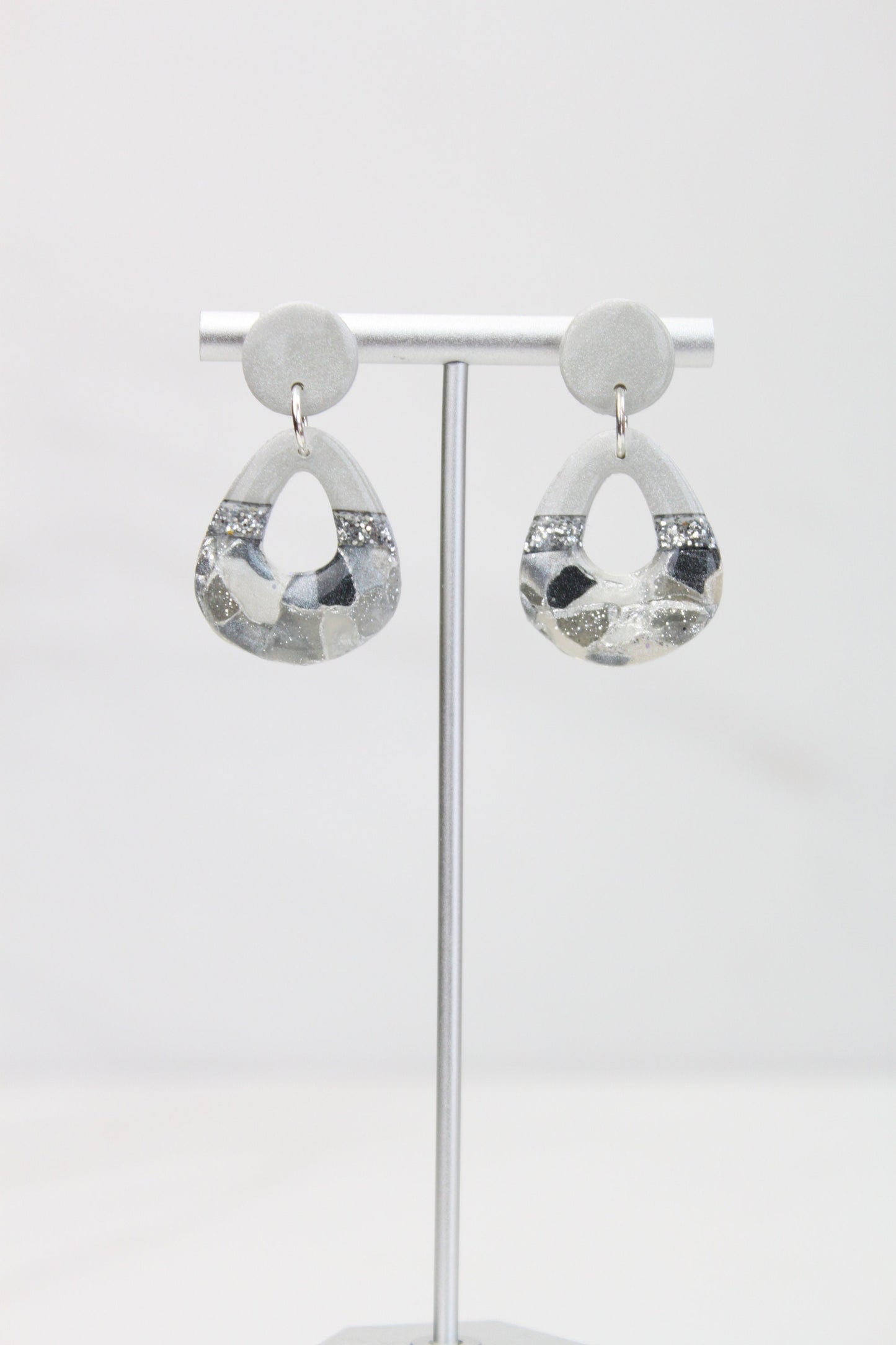 Clay Dangle Earrings - Geometric Modern Design, Handmade Lightweight Hypoallergenic Polymer Jewelry, Statement Accessory Multiple Colors