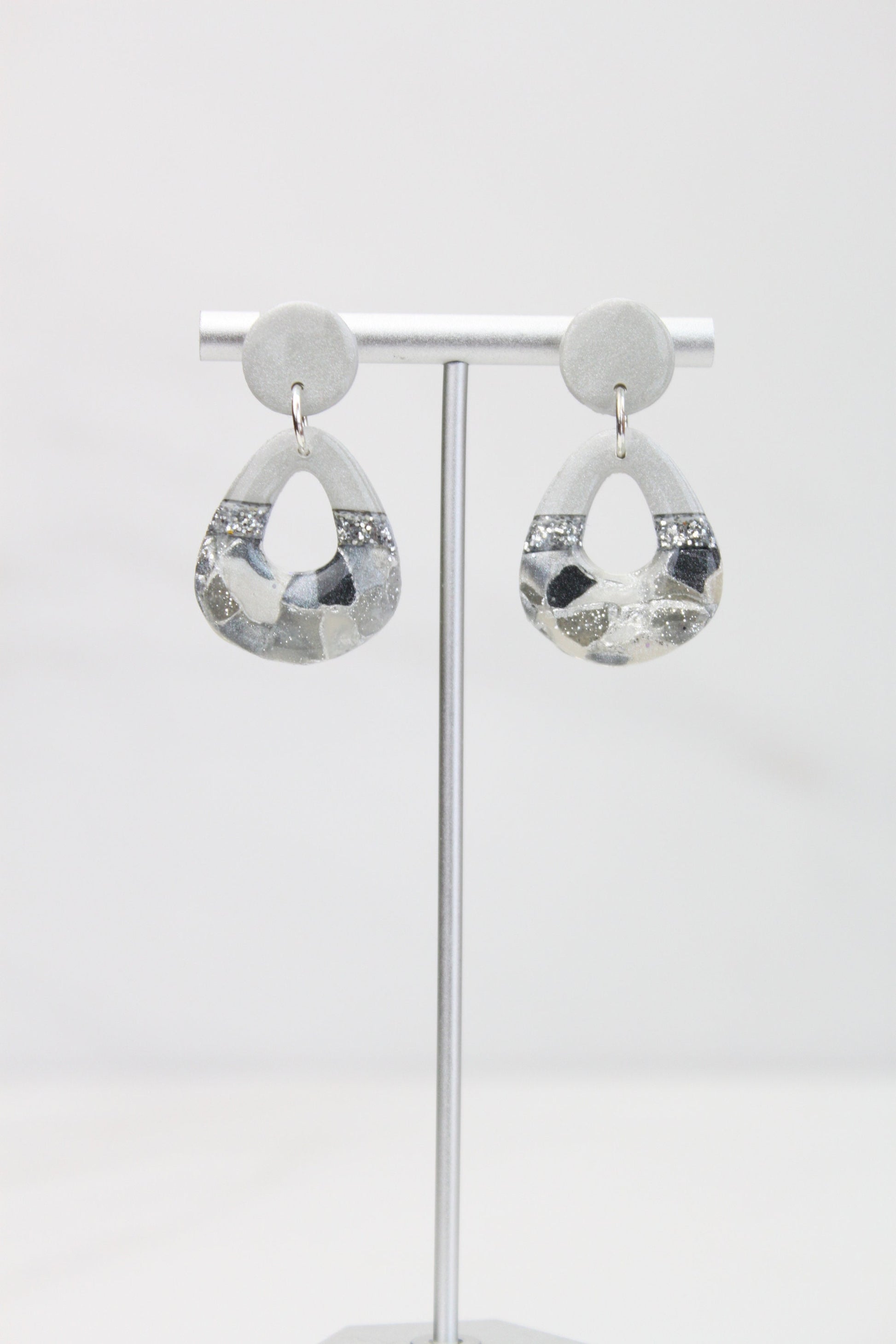 Clay Dangle Earrings - Geometric Modern Design, Handmade Lightweight Hypoallergenic Polymer Jewelry, Statement Accessory Multiple Colors