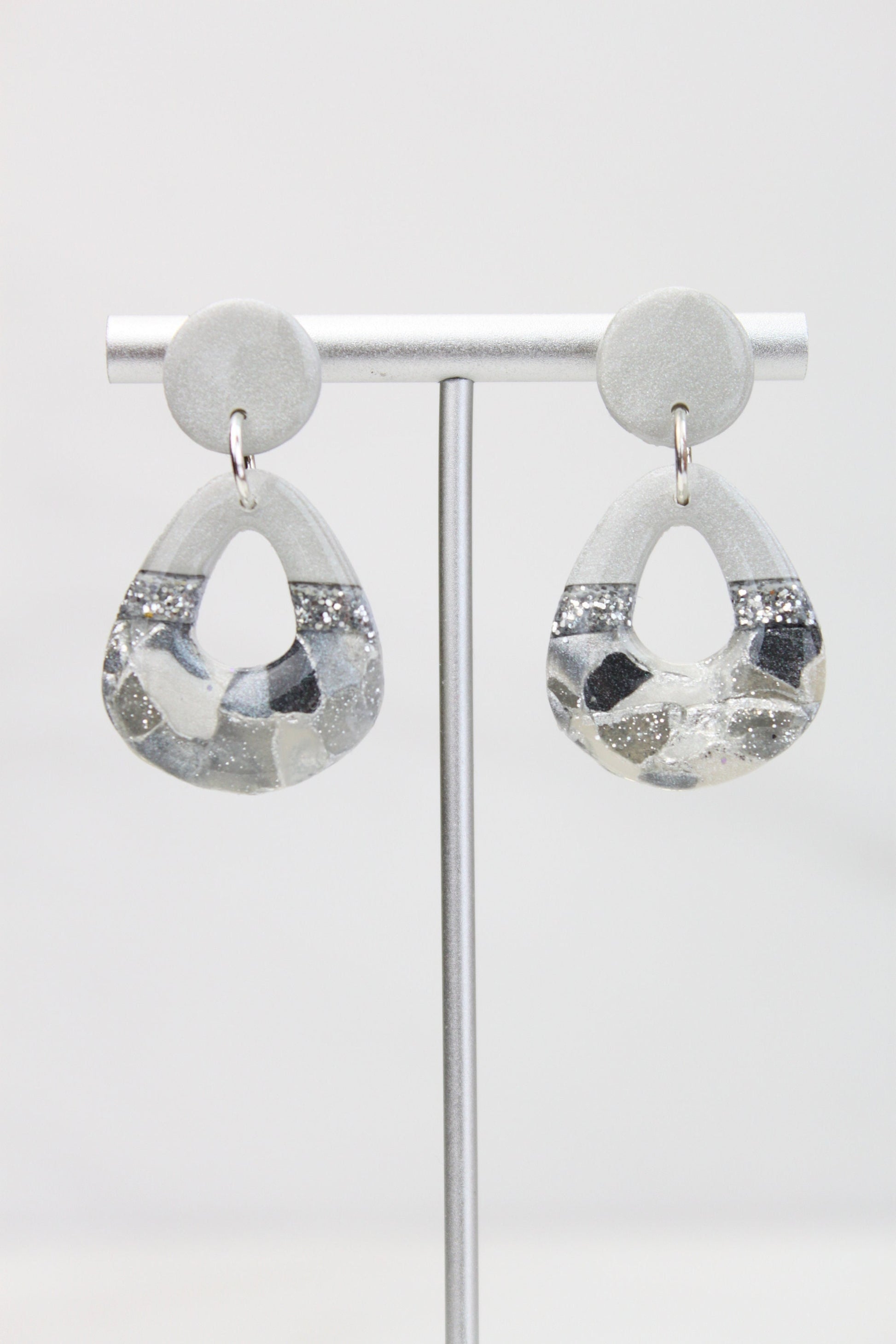 Clay Dangle Earrings - Geometric Modern Design, Handmade Lightweight Hypoallergenic Polymer Jewelry, Statement Accessory Multiple Colors