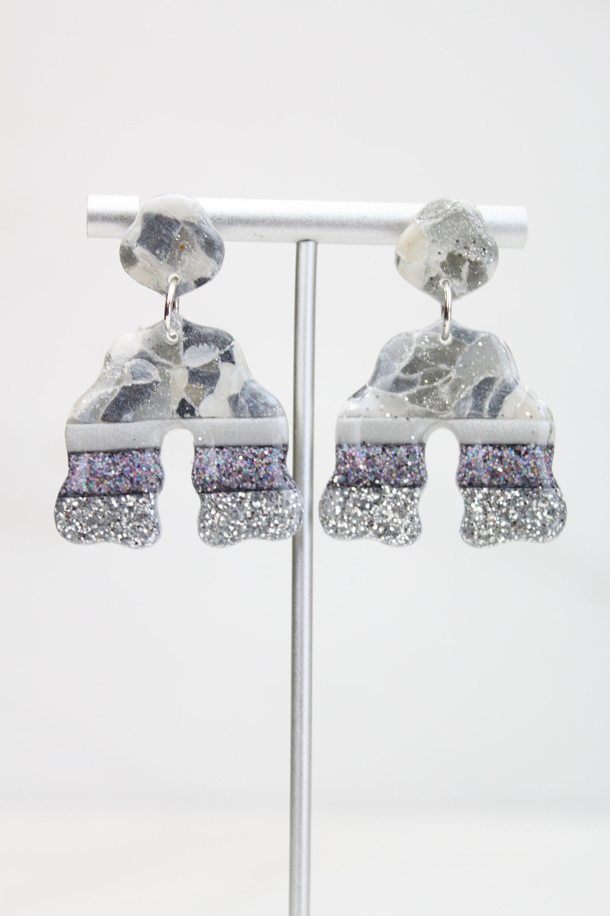 Clay Dangle Earrings - Geometric Modern Design, Handmade Lightweight Hypoallergenic Polymer Jewelry, Statement Accessory Multiple Colors