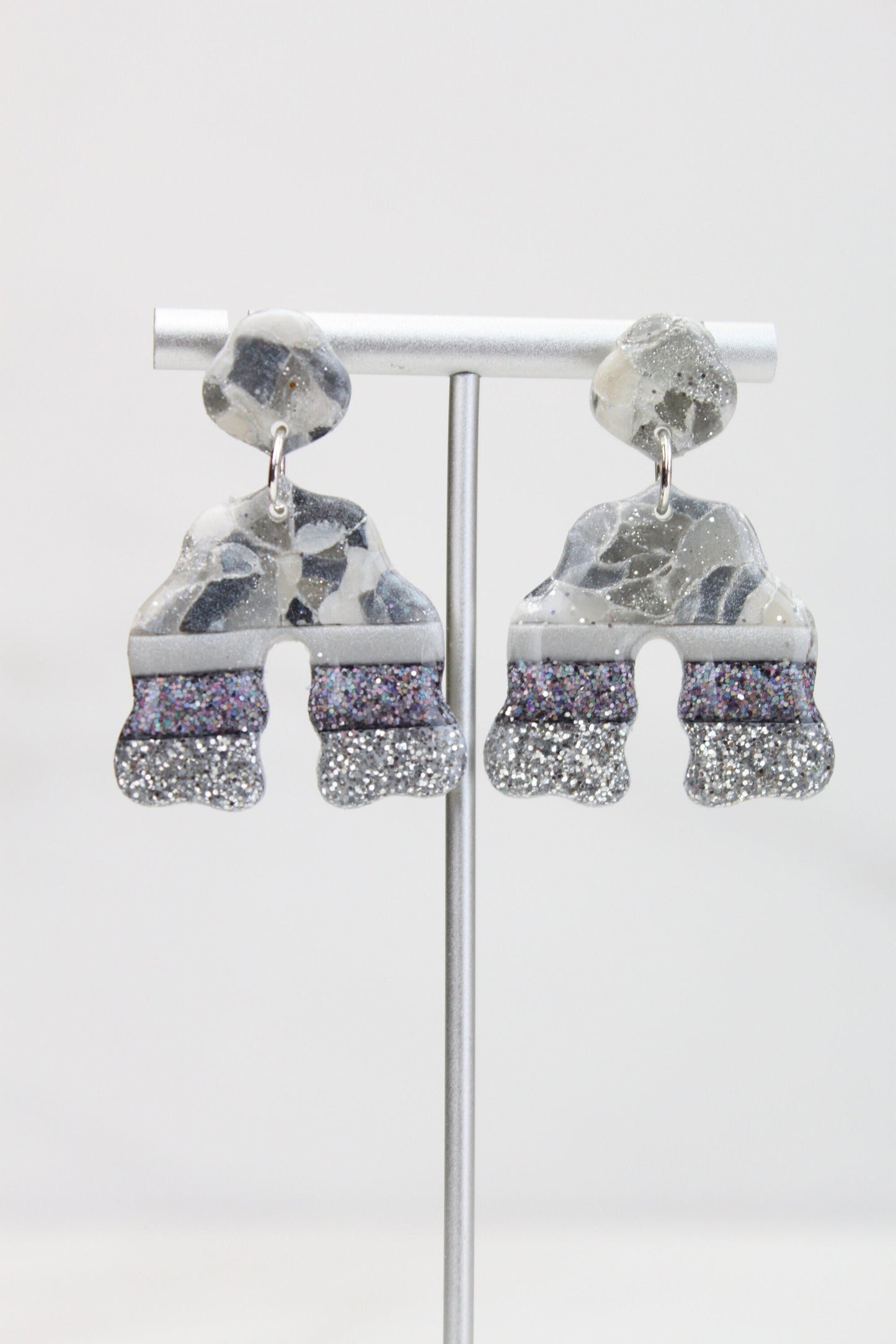 Clay Dangle Earrings - Geometric Modern Design, Handmade Lightweight Hypoallergenic Polymer Jewelry, Statement Accessory Multiple Colors