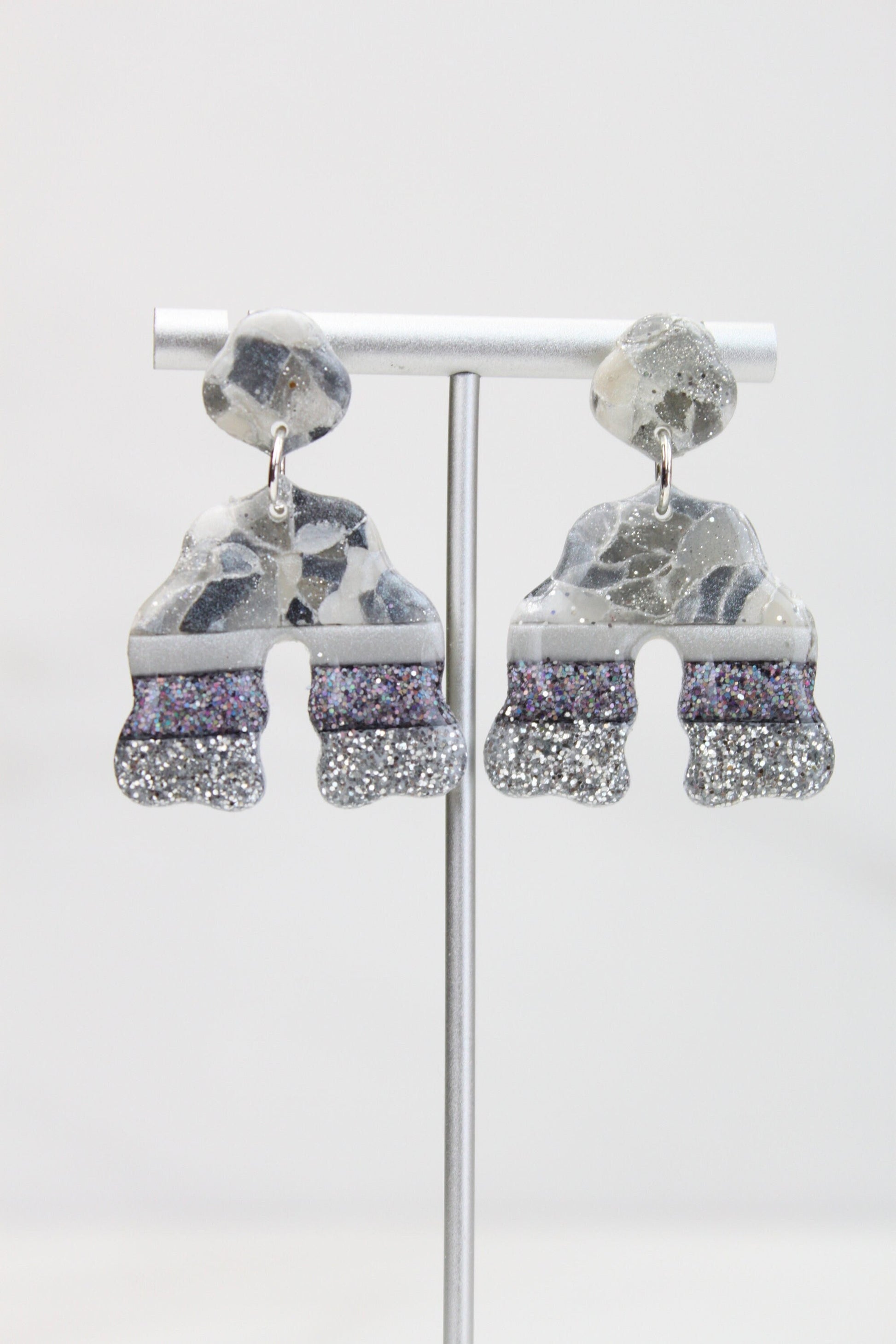 Clay Dangle Earrings - Geometric Modern Design, Handmade Lightweight Hypoallergenic Polymer Jewelry, Statement Accessory Multiple Colors