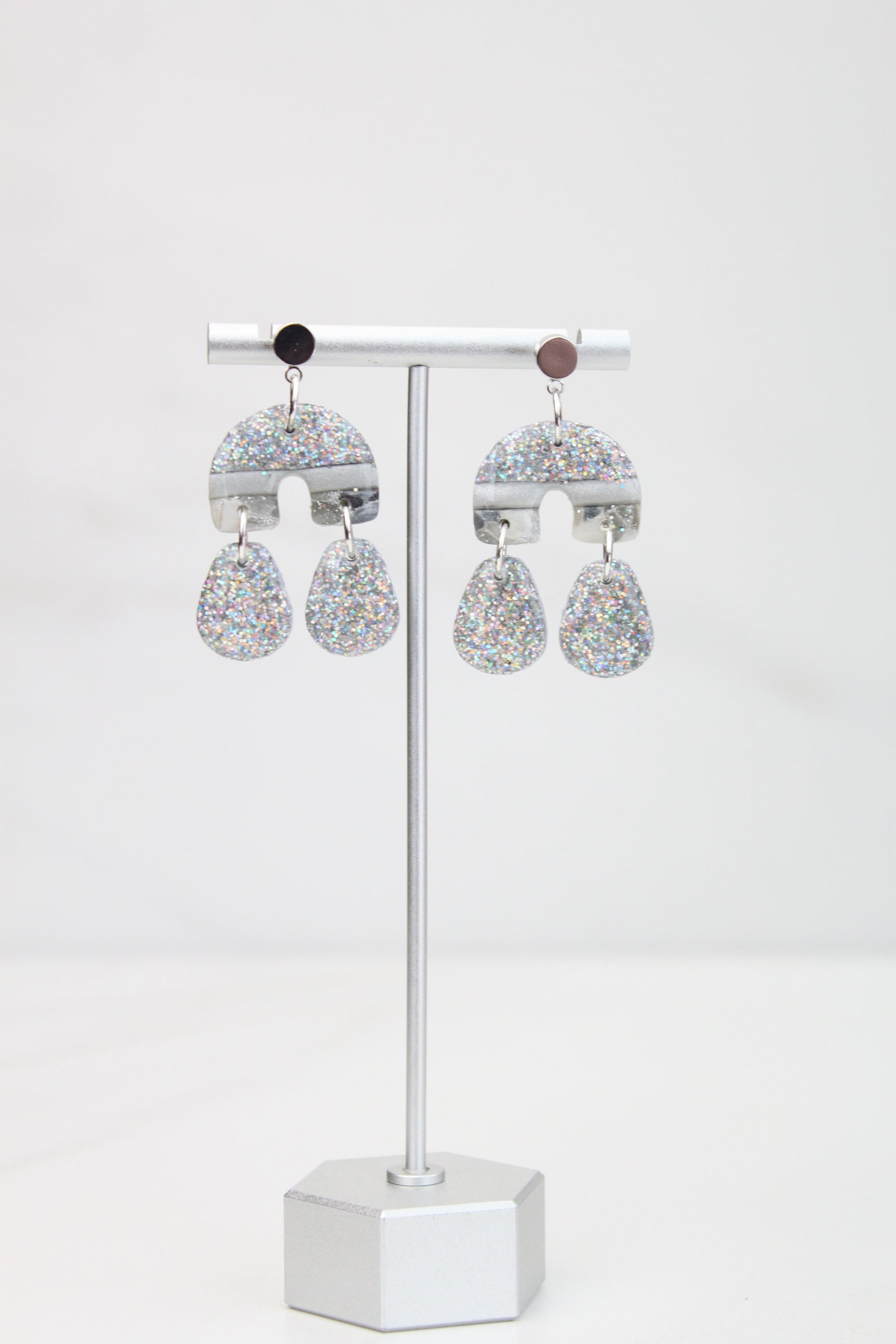 Clay Dangle Earrings - Geometric Modern Design, Handmade Lightweight Hypoallergenic Polymer Jewelry, Statement Accessory Multiple Colors