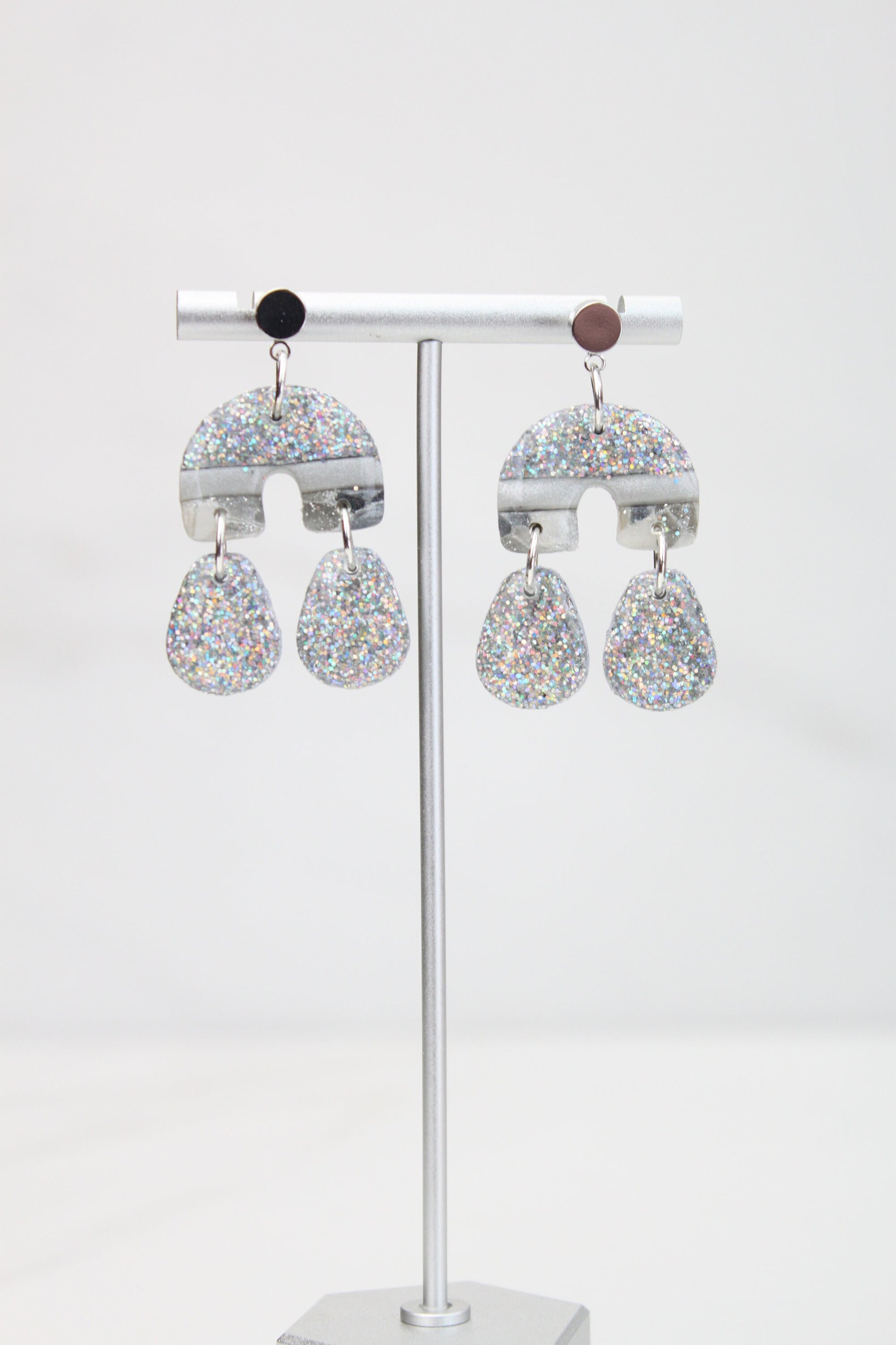 Clay Dangle Earrings - Geometric Modern Design, Handmade Lightweight Hypoallergenic Polymer Jewelry, Statement Accessory Multiple Colors