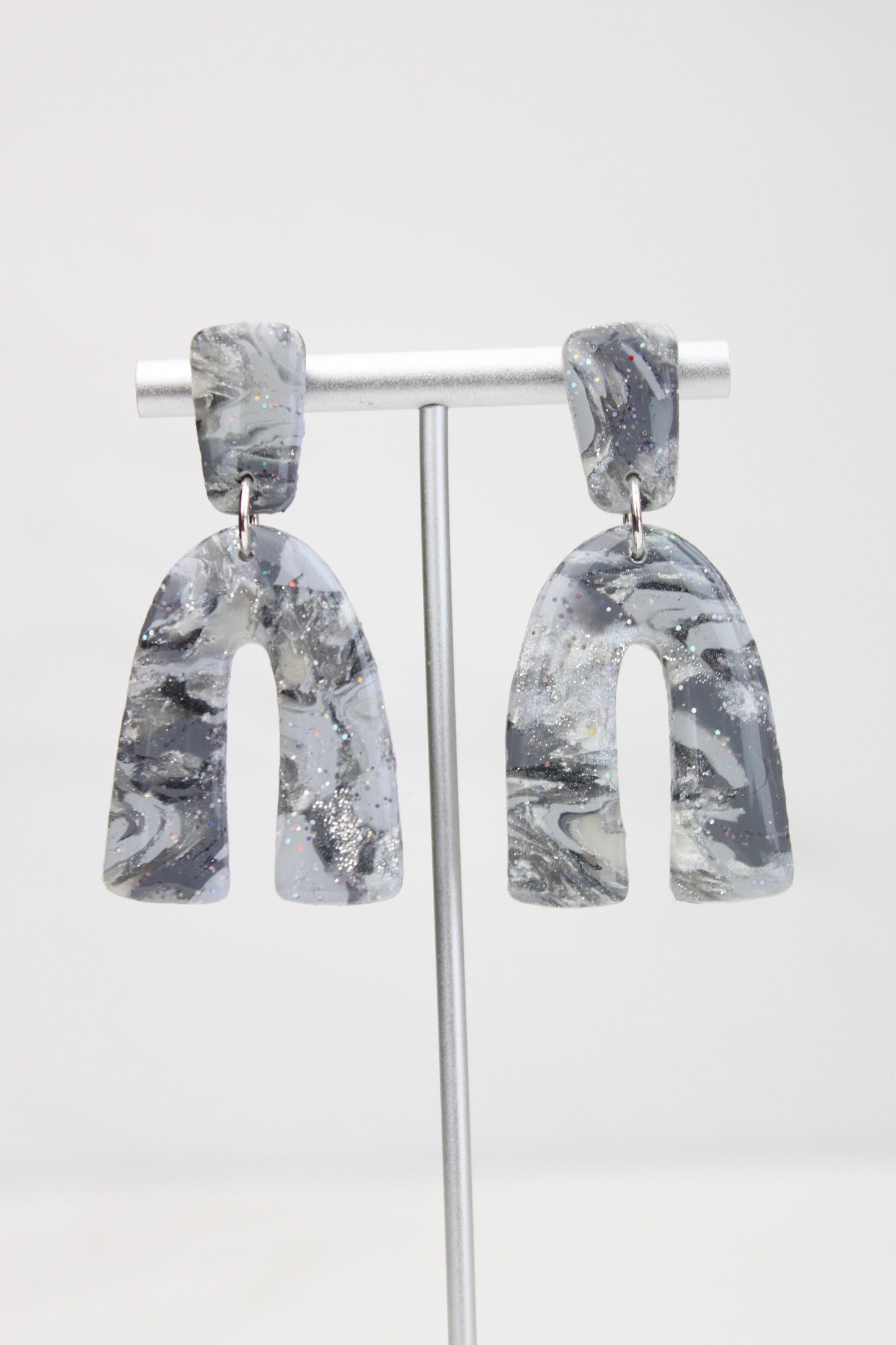 Clay Dangle Earrings - Geometric Modern Design, Handmade Lightweight Hypoallergenic Polymer Jewelry, Statement Accessory Multiple Colors