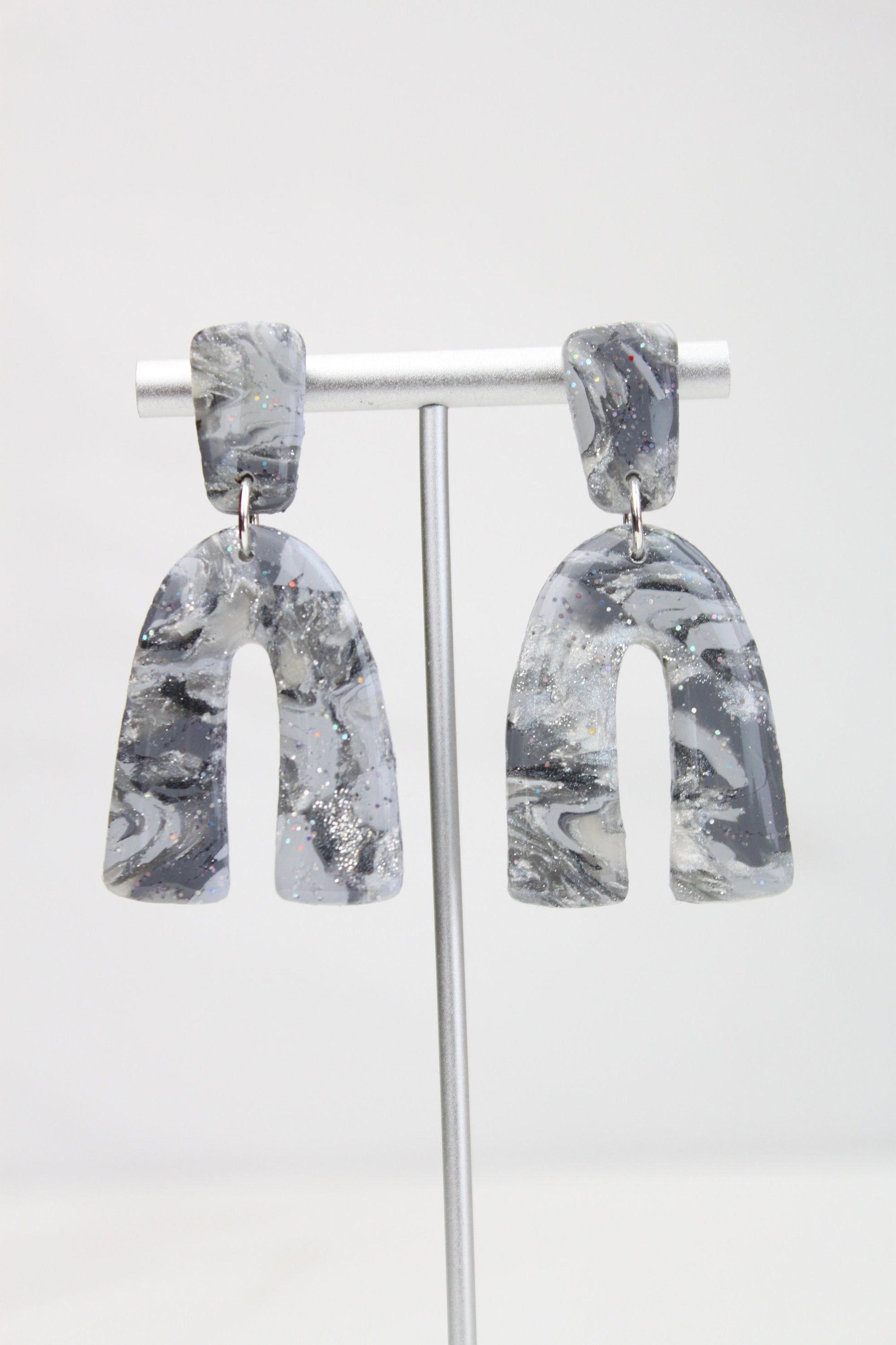 Clay Dangle Earrings - Geometric Modern Design, Handmade Lightweight Hypoallergenic Polymer Jewelry, Statement Accessory Multiple Colors