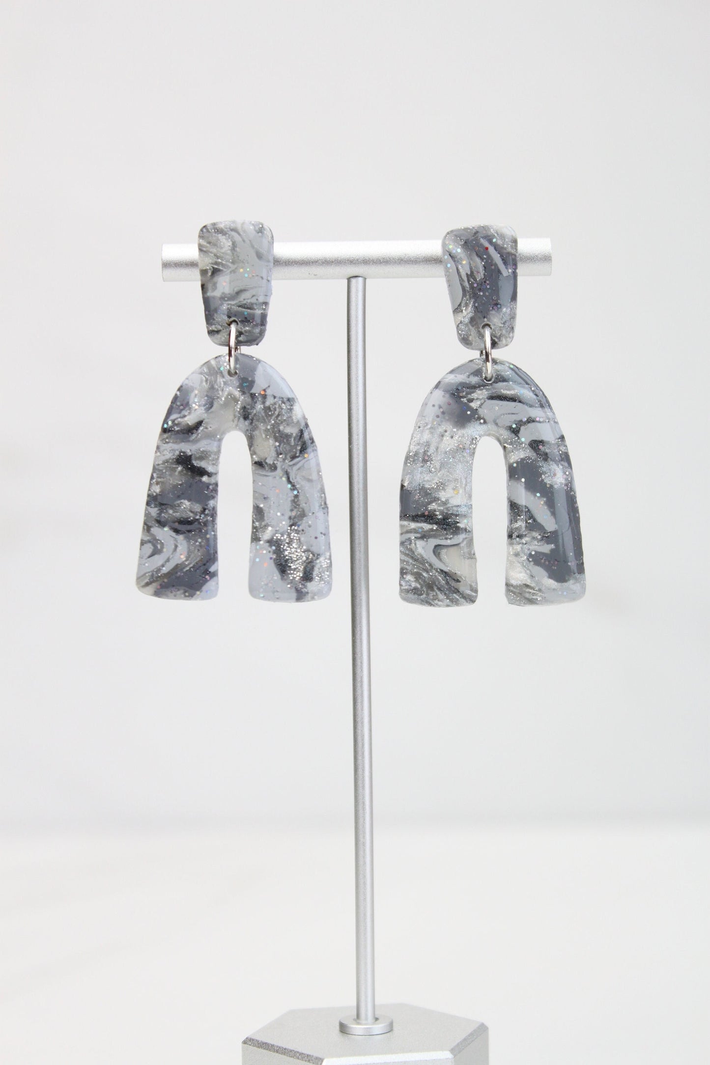 Clay Dangle Earrings - Geometric Modern Design, Handmade Lightweight Hypoallergenic Polymer Jewelry, Statement Accessory Multiple Colors