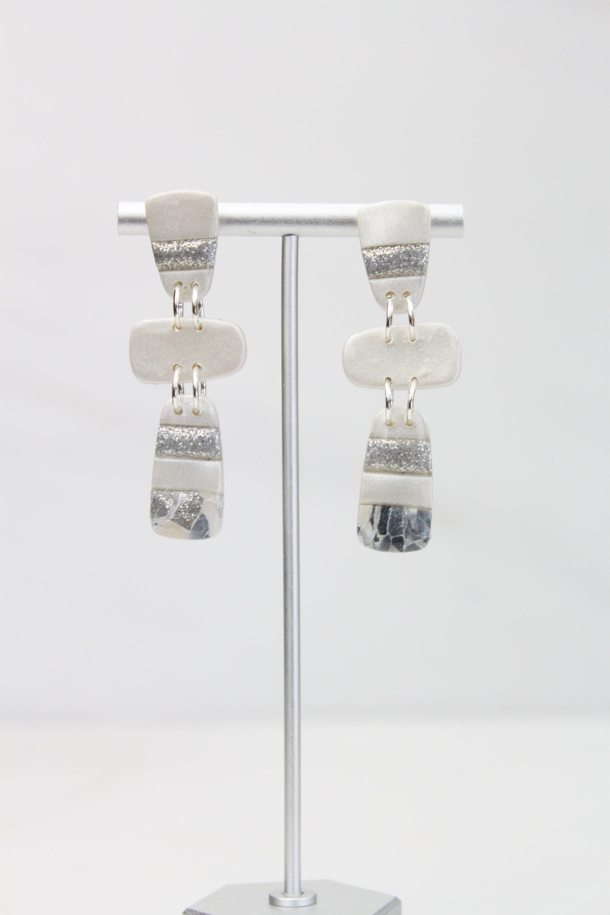 Clay Dangle Earrings - Geometric Modern Design, Handmade Lightweight Hypoallergenic Polymer Jewelry, Statement Accessory Multiple Colors