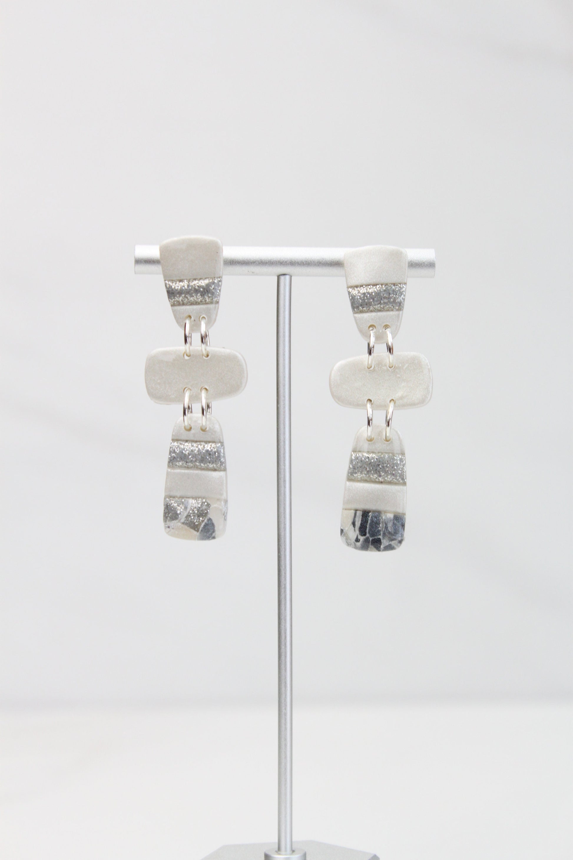 Clay Dangle Earrings - Geometric Modern Design, Handmade Lightweight Hypoallergenic Polymer Jewelry, Statement Accessory Multiple Colors