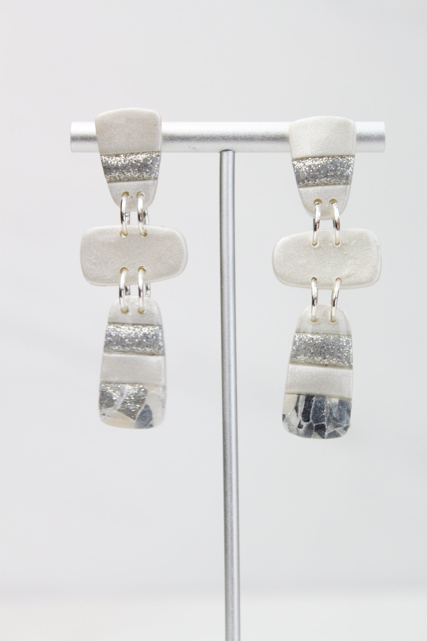 Clay Dangle Earrings - Geometric Modern Design, Handmade Lightweight Hypoallergenic Polymer Jewelry, Statement Accessory Multiple Colors