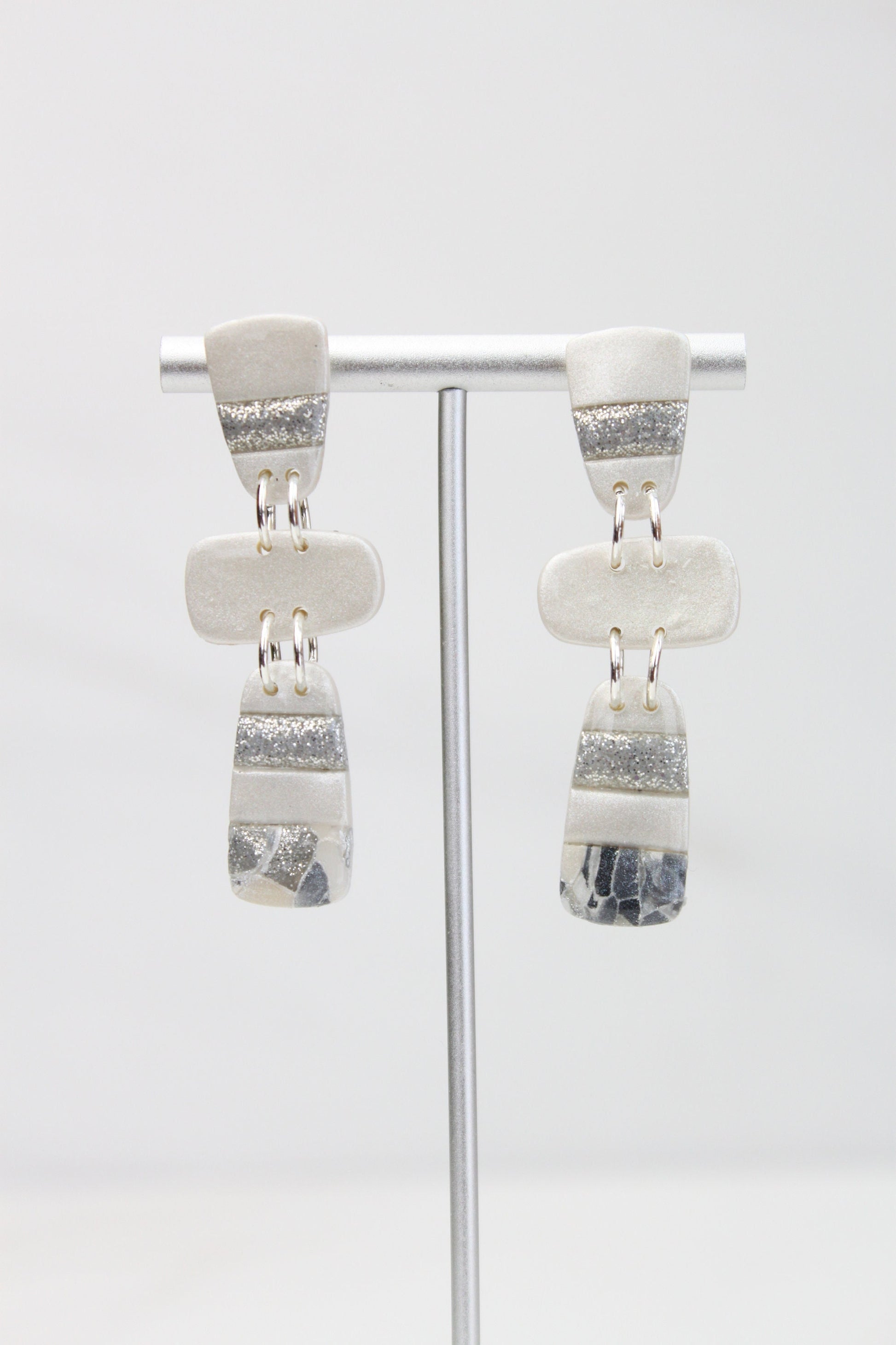 Clay Dangle Earrings - Geometric Modern Design, Handmade Lightweight Hypoallergenic Polymer Jewelry, Statement Accessory Multiple Colors