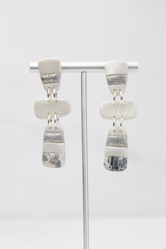 Clay Dangle Earrings - Geometric Modern Design, Handmade Lightweight Hypoallergenic Polymer Jewelry, Statement Accessory Multiple Colors