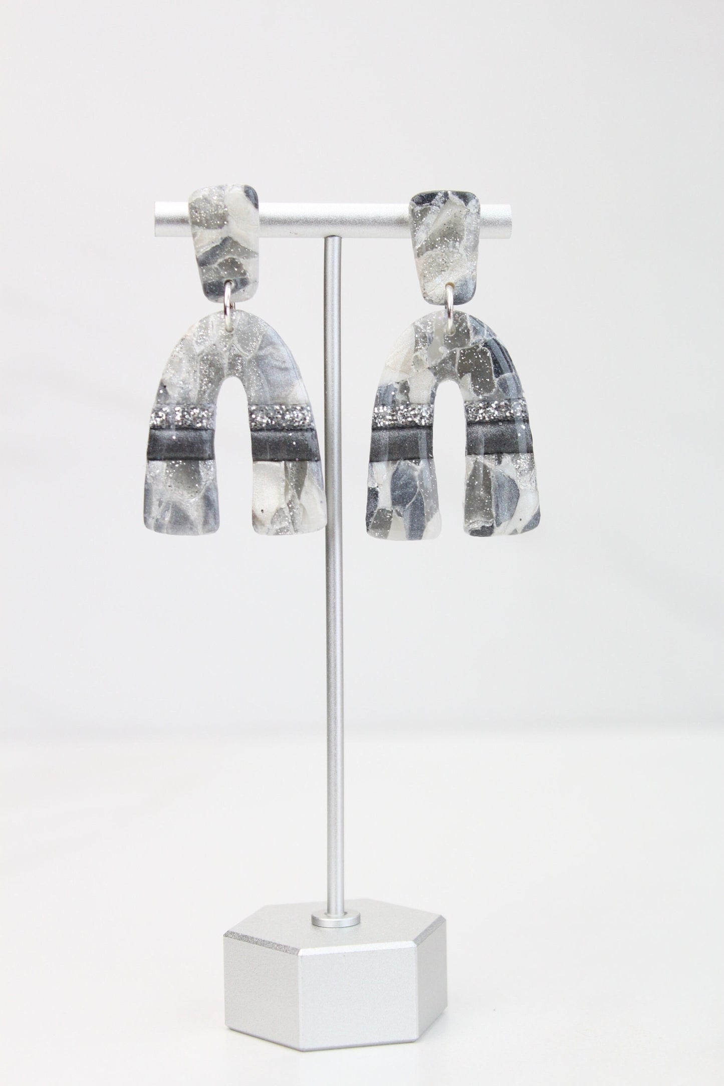 Clay Dangle Earrings - Geometric Modern Design, Handmade Lightweight Hypoallergenic Polymer Jewelry, Statement Accessory Multiple Colors