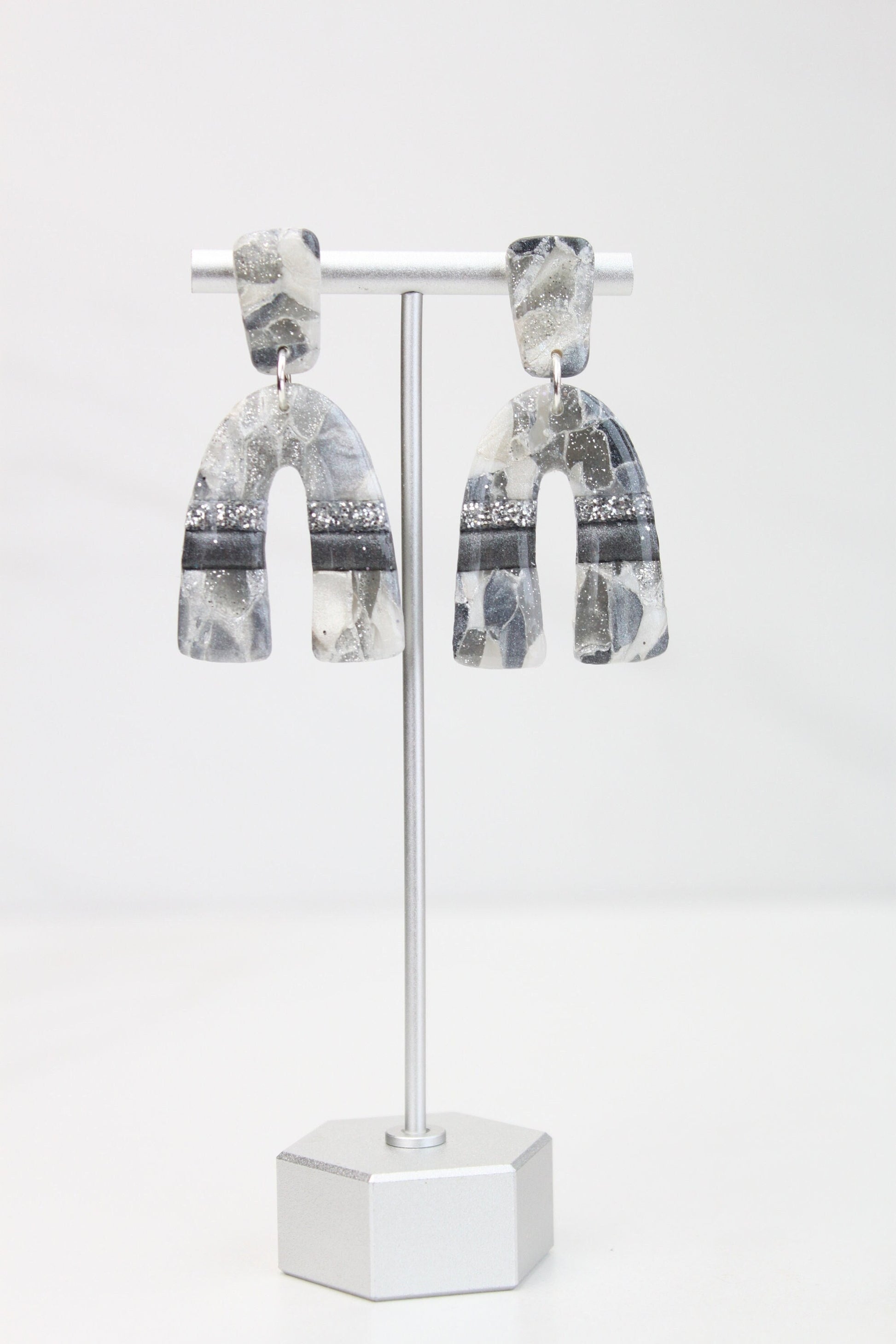 Clay Dangle Earrings - Geometric Modern Design, Handmade Lightweight Hypoallergenic Polymer Jewelry, Statement Accessory Multiple Colors