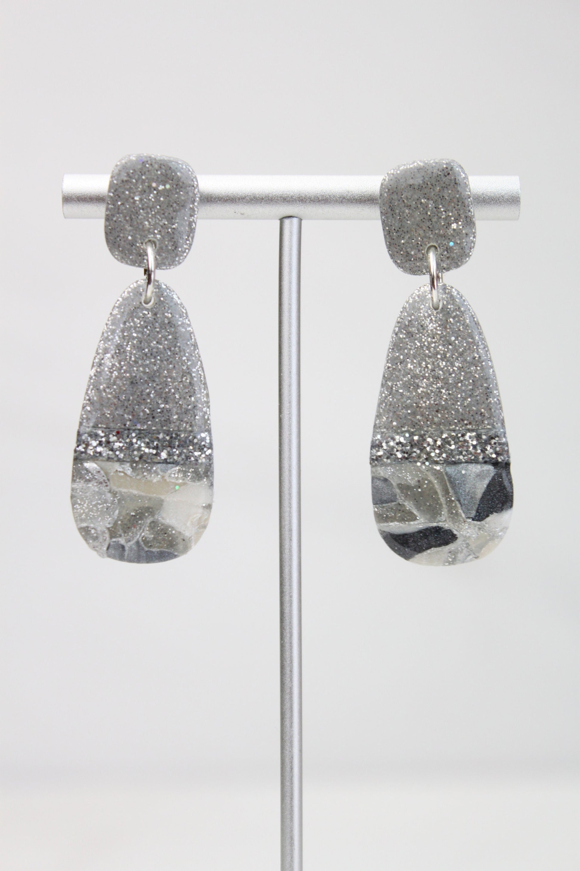 Clay Dangle Earrings - Geometric Modern Design, Handmade Lightweight Hypoallergenic Polymer Jewelry, Statement Accessory Multiple Colors