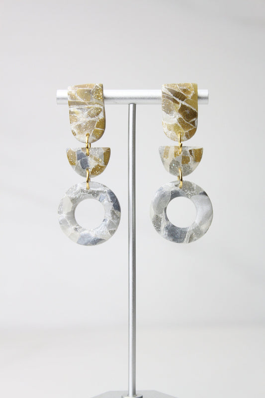 Clay Dangle Earrings - Geometric Modern Design, Handmade Lightweight Hypoallergenic Polymer Jewelry, Statement Accessory Multiple Colors