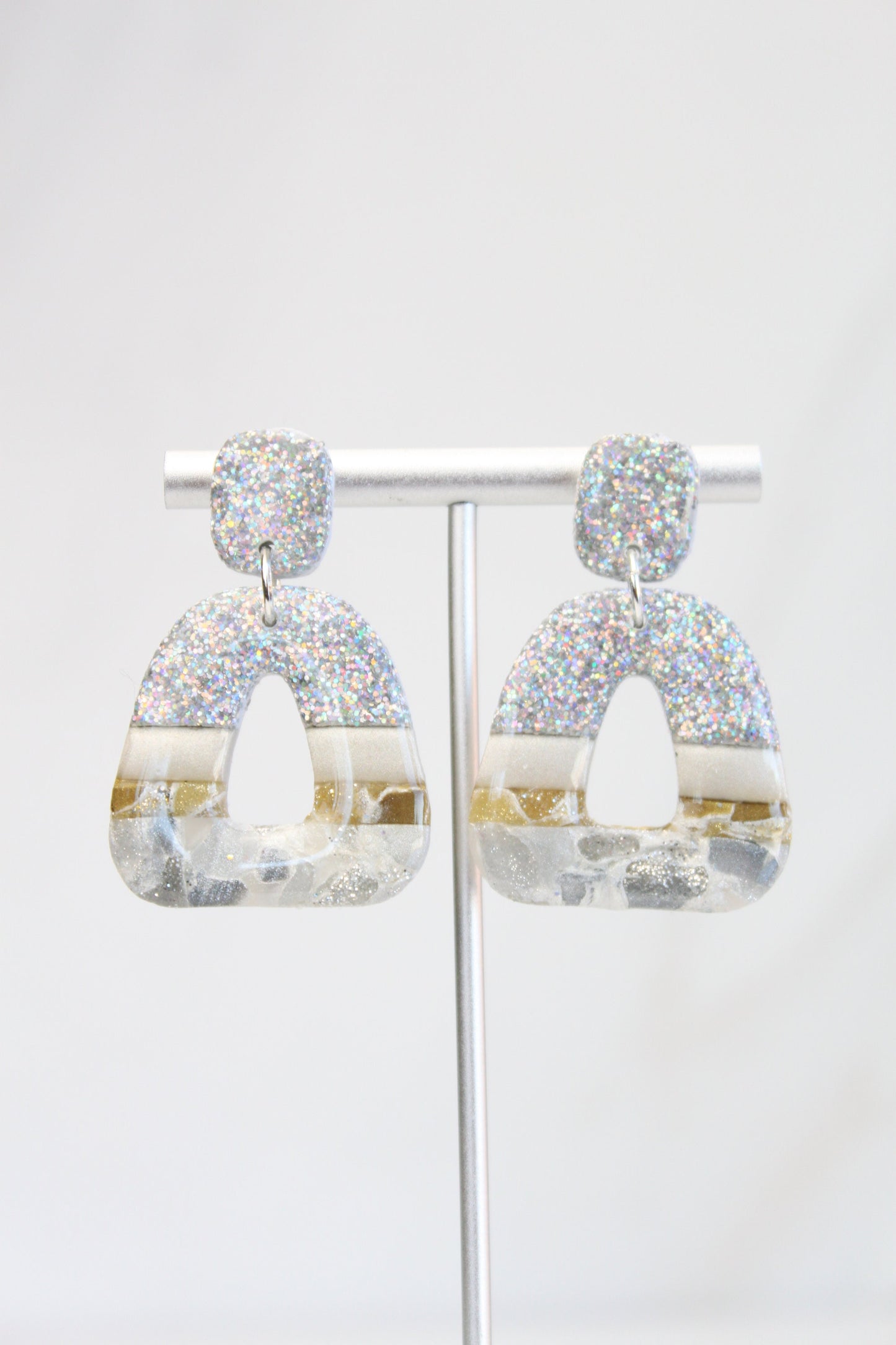 Clay Dangle Earrings - Geometric Modern Design, Handmade Lightweight Hypoallergenic Polymer Jewelry, Statement Accessory Multiple Colors