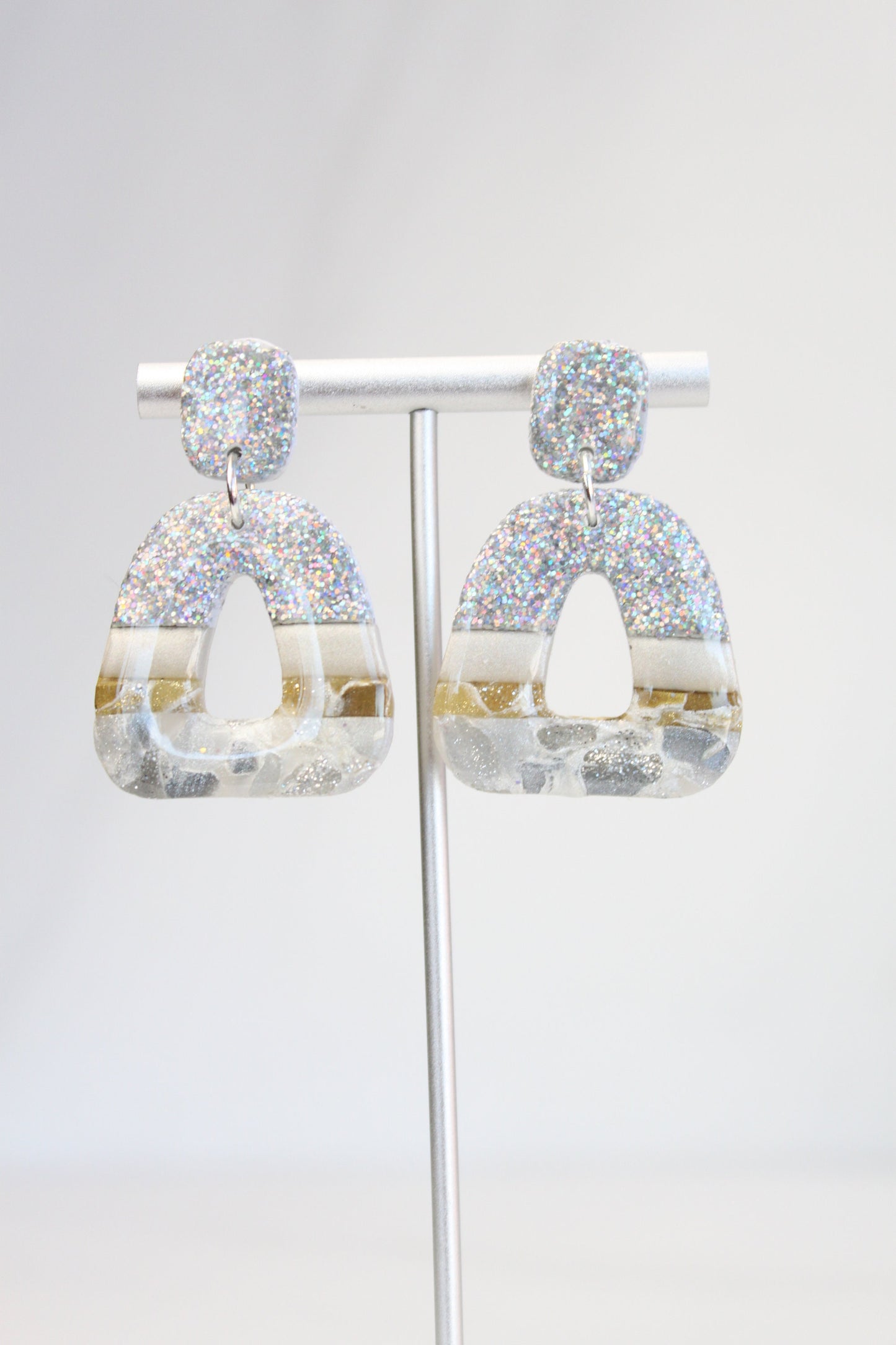 Clay Dangle Earrings - Geometric Modern Design, Handmade Lightweight Hypoallergenic Polymer Jewelry, Statement Accessory Multiple Colors