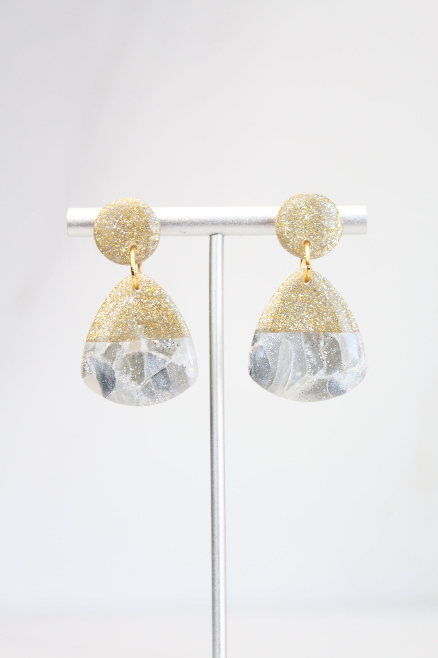 Clay Dangle Earrings - Geometric Modern Design, Handmade Lightweight Hypoallergenic Polymer Jewelry, Statement Accessory Multiple Colors