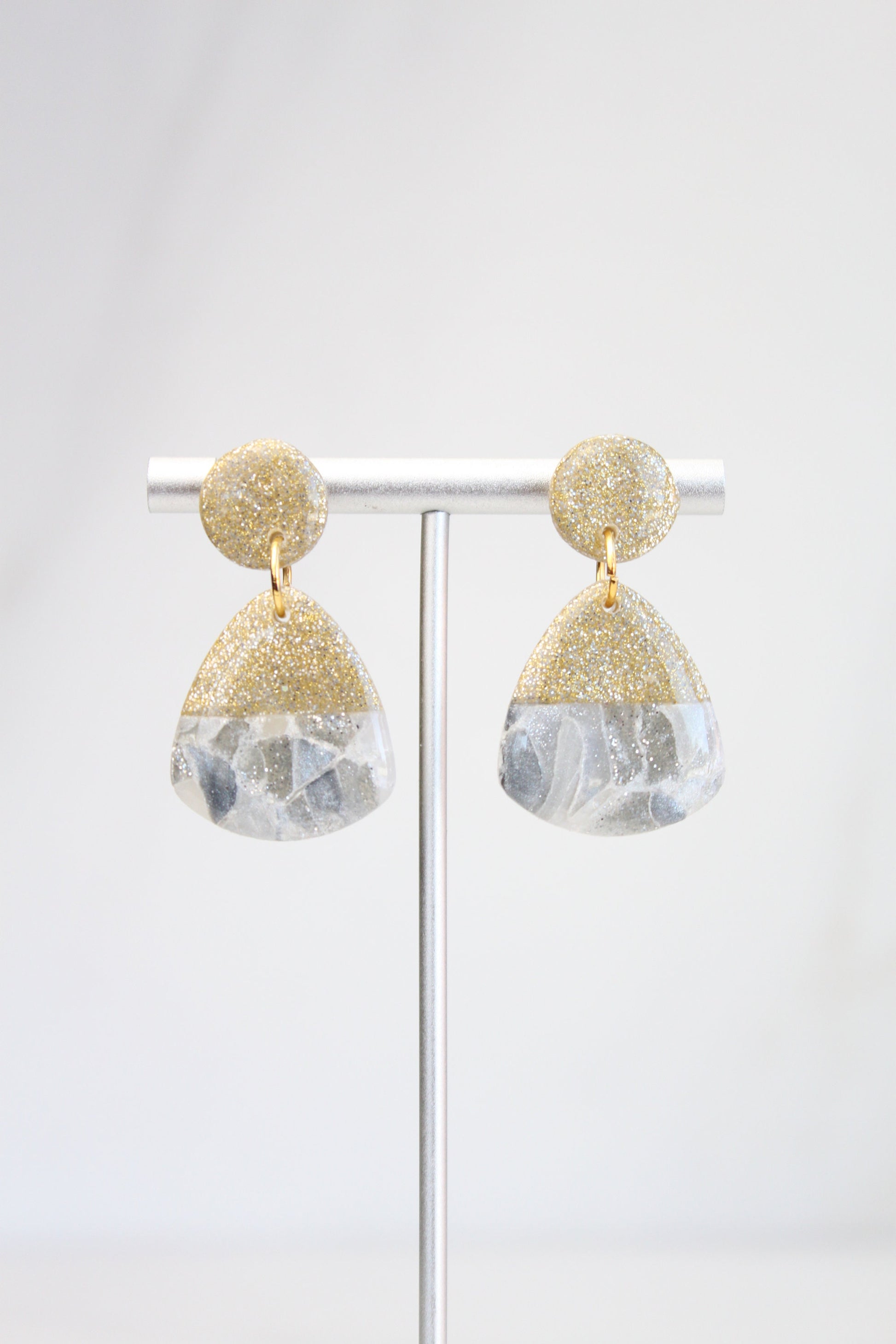 Clay Dangle Earrings - Geometric Modern Design, Handmade Lightweight Hypoallergenic Polymer Jewelry, Statement Accessory Multiple Colors