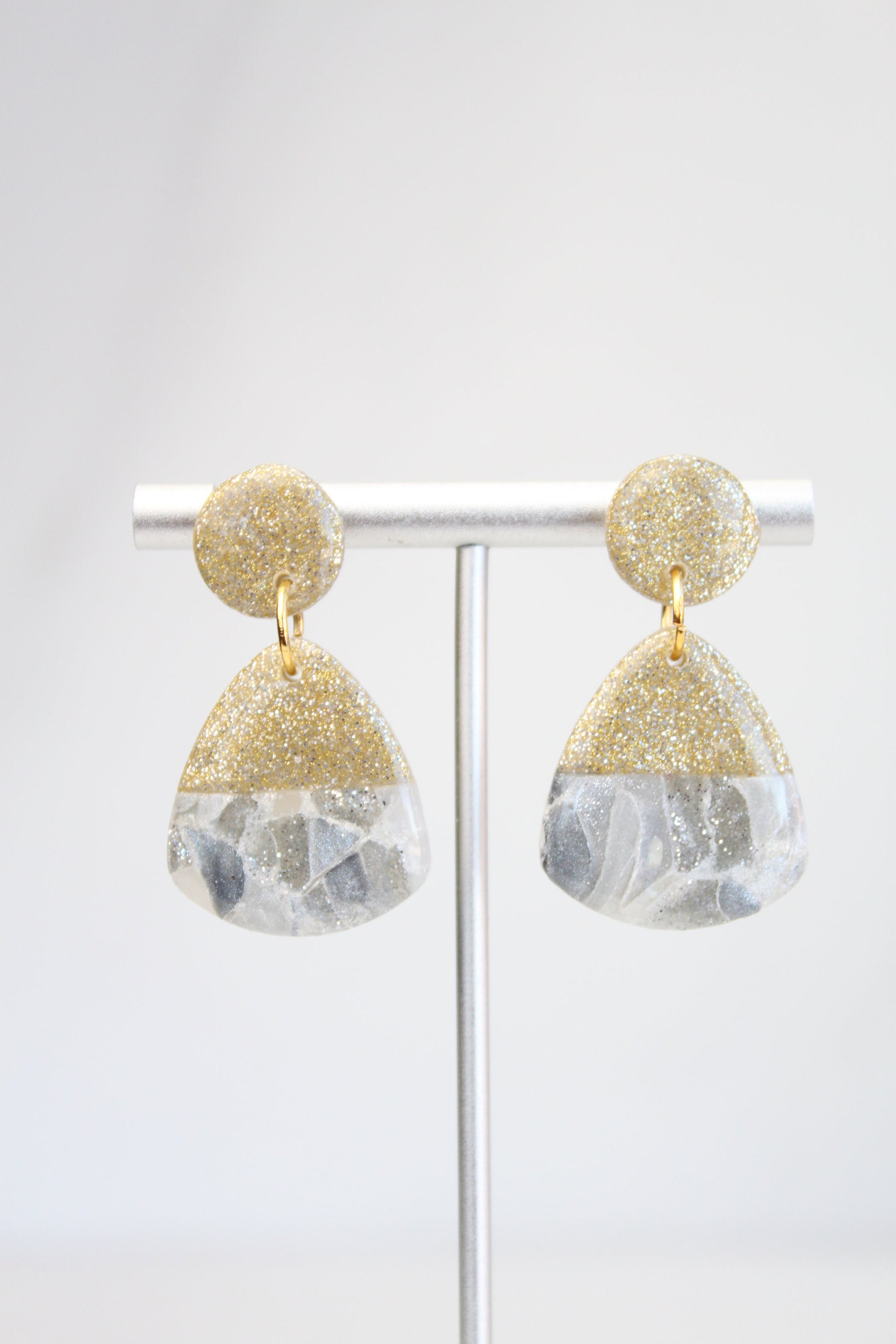 Clay Dangle Earrings - Geometric Modern Design, Handmade Lightweight Hypoallergenic Polymer Jewelry, Statement Accessory Multiple Colors