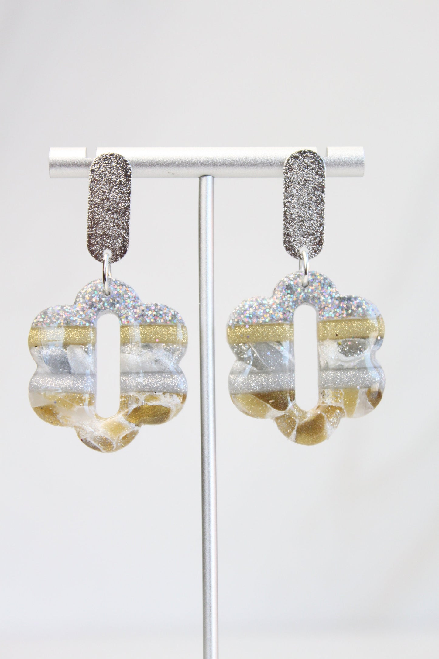 Clay Dangle Earrings - Geometric Modern Design, Handmade Lightweight Hypoallergenic Polymer Jewelry, Statement Accessory Multiple Colors