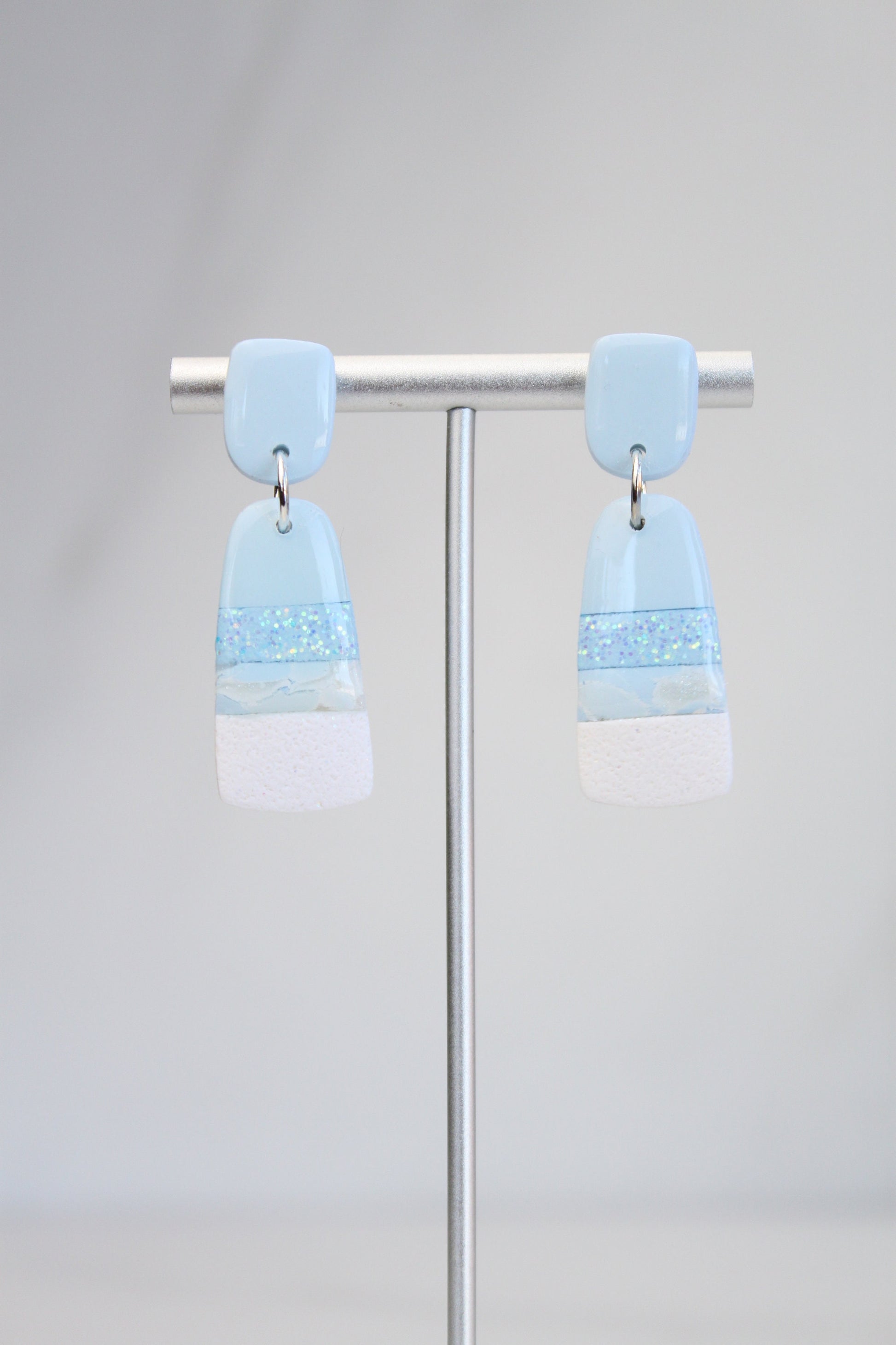 Clay Dangle Earrings - Geometric Modern Design, Handmade Lightweight Hypoallergenic Polymer Jewelry, Statement Accessory Multiple Colors