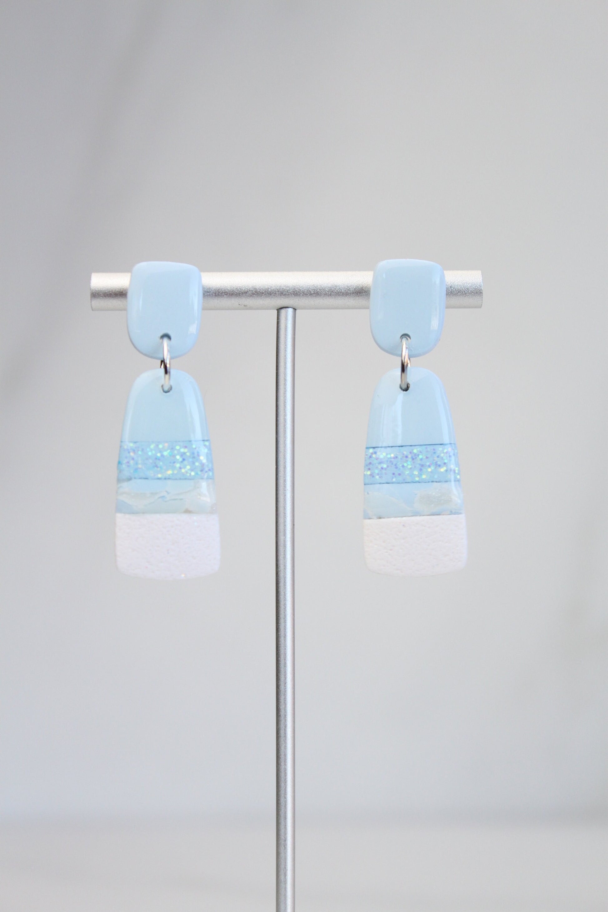 Clay Dangle Earrings - Geometric Modern Design, Handmade Lightweight Hypoallergenic Polymer Jewelry, Statement Accessory Multiple Colors