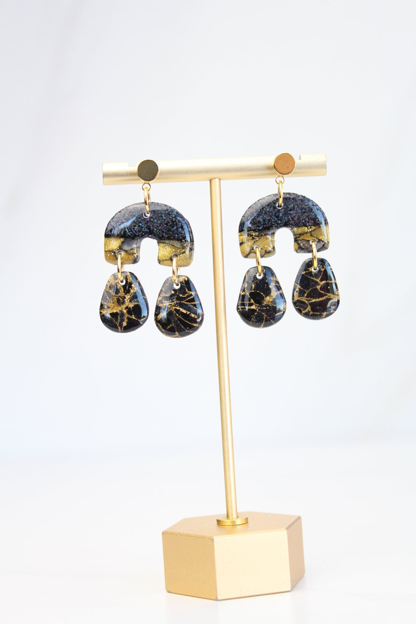 Clay Dangle Earrings - Geometric Modern Design, Handmade Lightweight Hypoallergenic Polymer Jewelry, Statement Accessory Multiple Colors