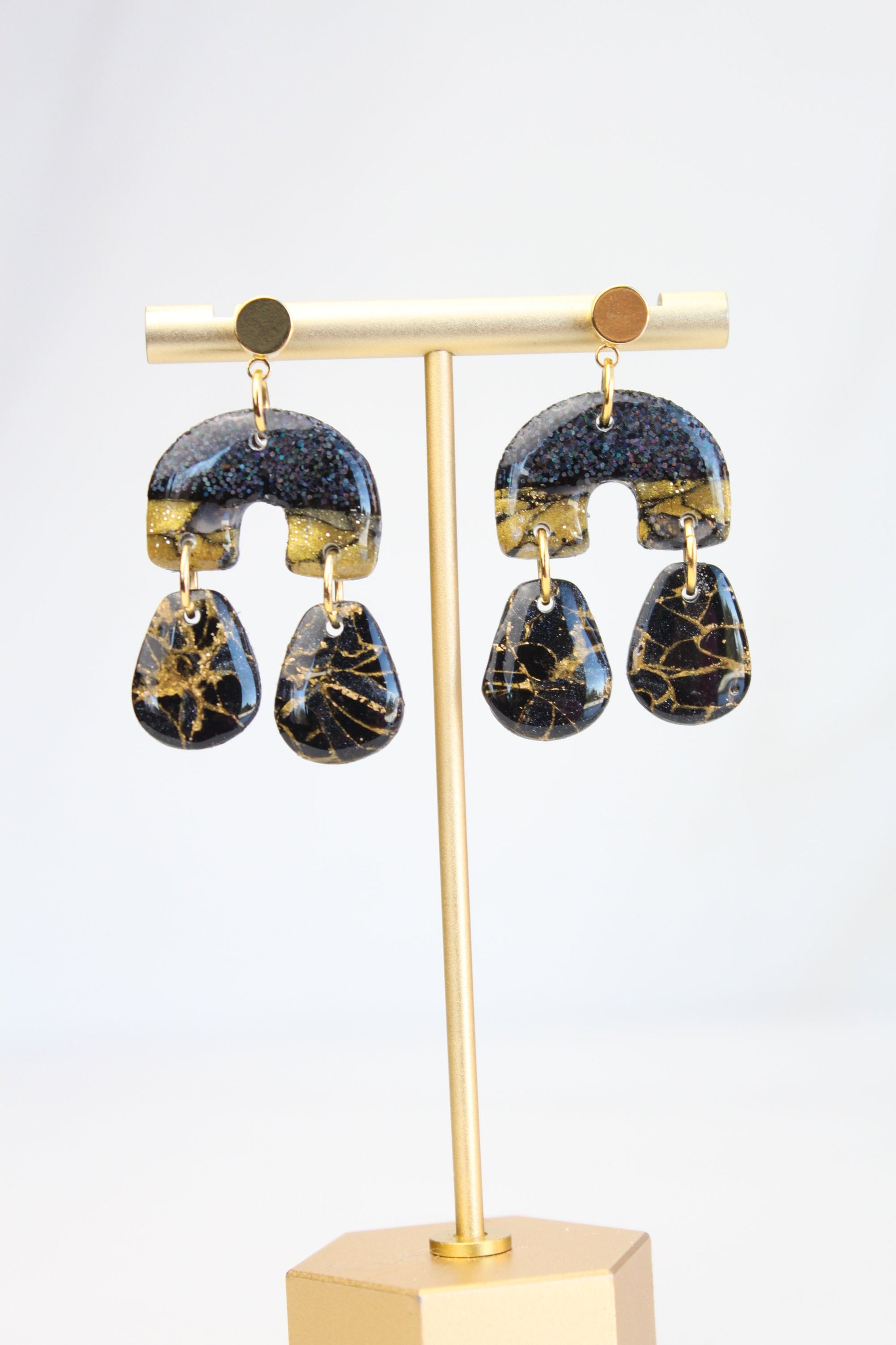 Clay Dangle Earrings - Geometric Modern Design, Handmade Lightweight Hypoallergenic Polymer Jewelry, Statement Accessory Multiple Colors