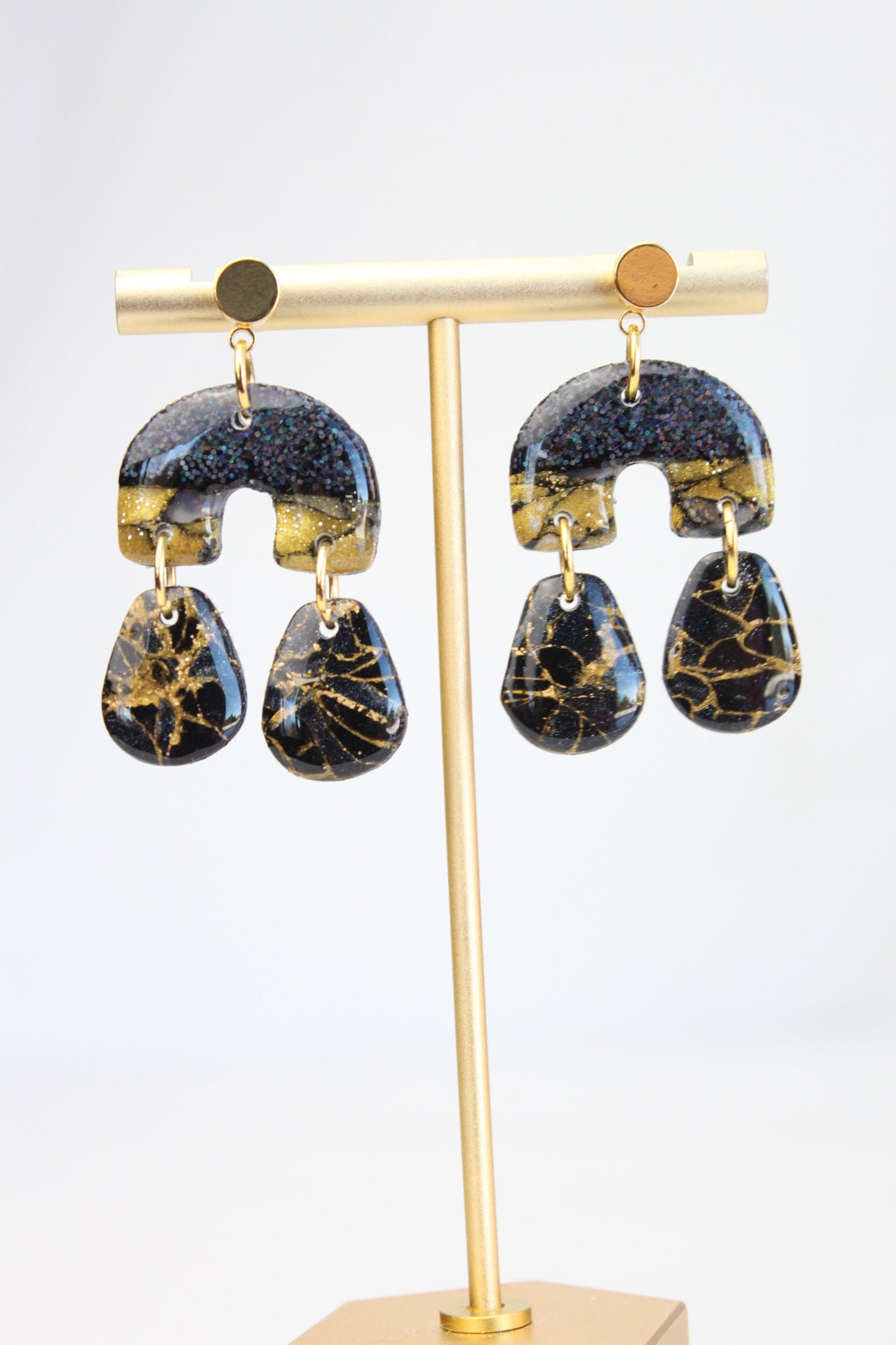 Clay Dangle Earrings - Geometric Modern Design, Handmade Lightweight Hypoallergenic Polymer Jewelry, Statement Accessory Multiple Colors