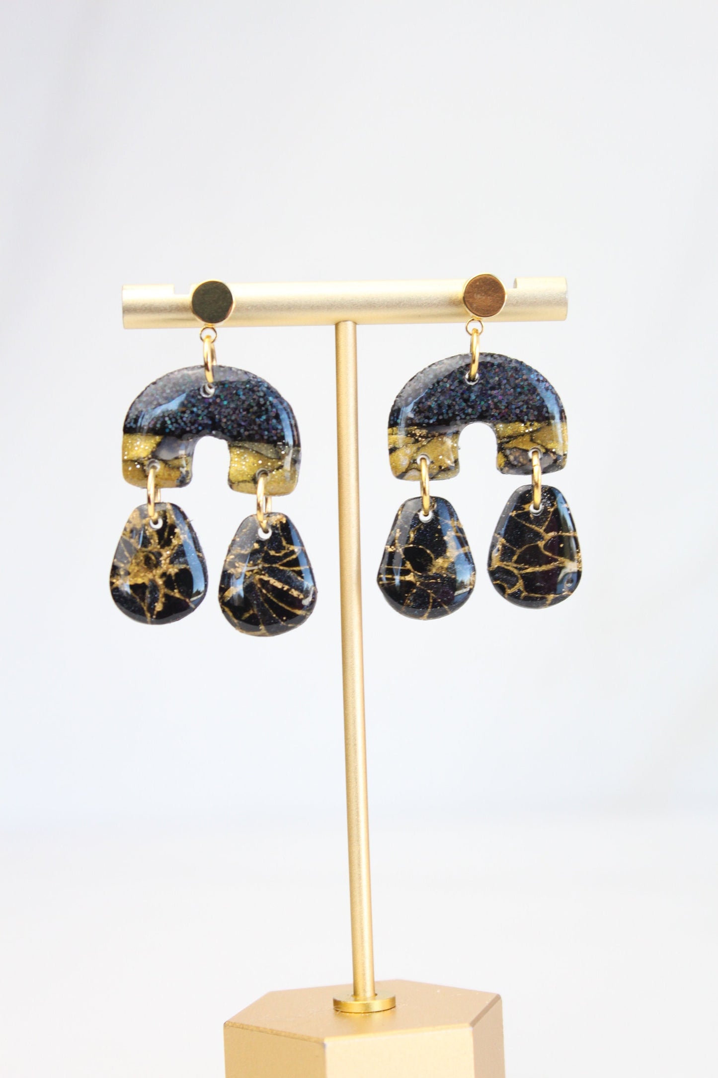 Clay Dangle Earrings - Geometric Modern Design, Handmade Lightweight Hypoallergenic Polymer Jewelry, Statement Accessory Multiple Colors