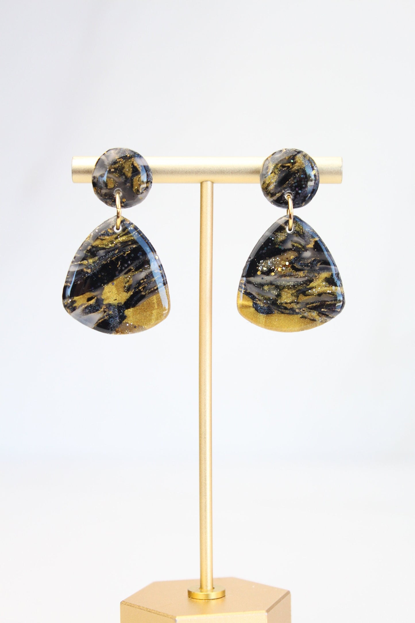 Clay Dangle Earrings - Geometric Modern Design, Handmade Lightweight Hypoallergenic Polymer Jewelry, Statement Accessory Multiple Colors