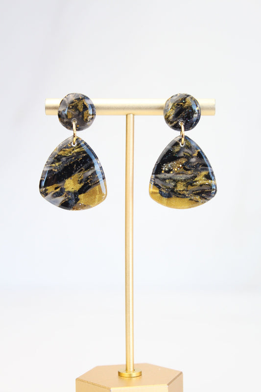 Clay Dangle Earrings - Geometric Modern Design, Handmade Lightweight Hypoallergenic Polymer Jewelry, Statement Accessory Multiple Colors