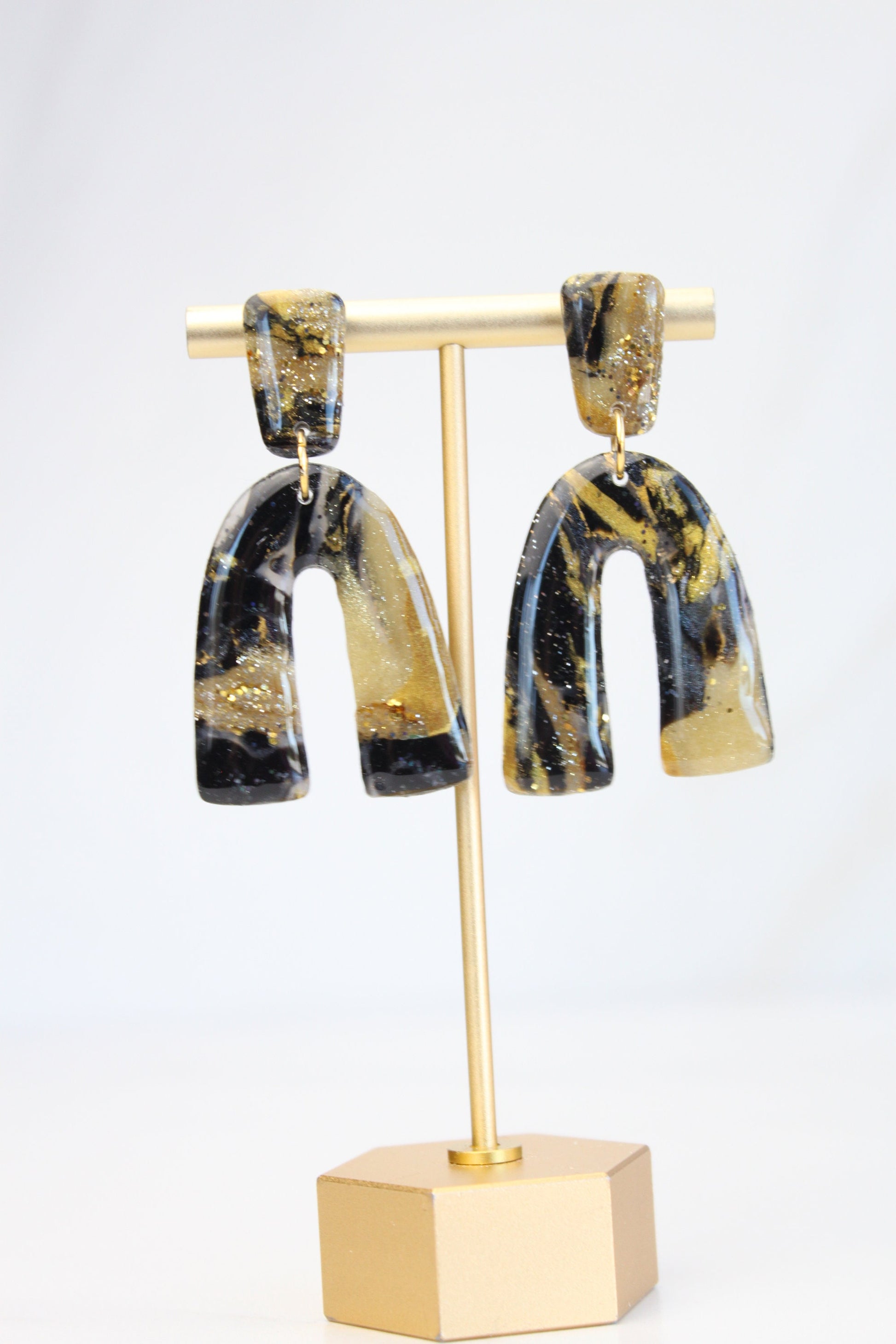 Clay Dangle Earrings - Geometric Modern Design, Handmade Lightweight Hypoallergenic Polymer Jewelry, Statement Accessory Multiple Colors