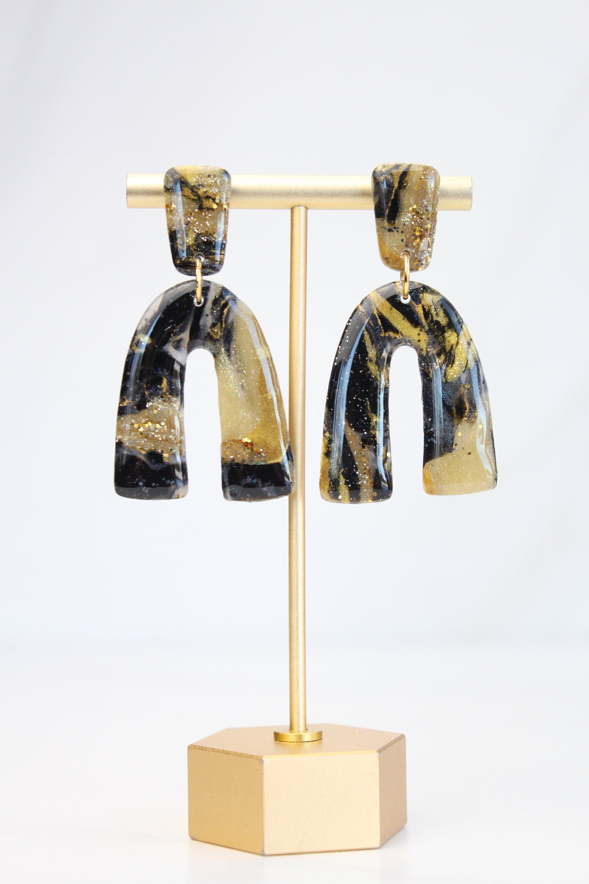 Clay Dangle Earrings - Geometric Modern Design, Handmade Lightweight Hypoallergenic Polymer Jewelry, Statement Accessory Multiple Colors