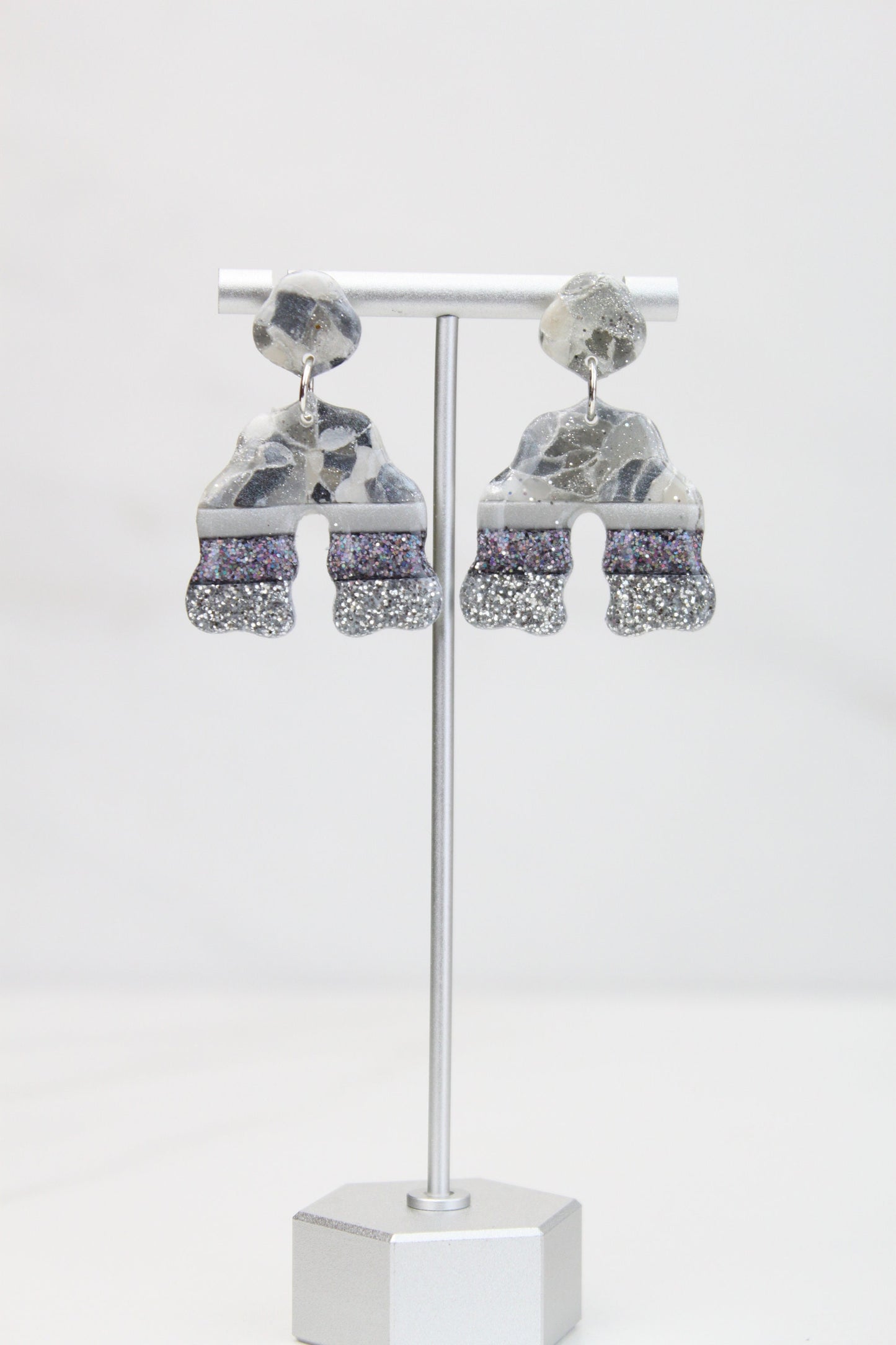 Clay Dangle Earrings - Geometric Modern Design, Handmade Lightweight Hypoallergenic Polymer Jewelry, Statement Accessory Multiple Colors