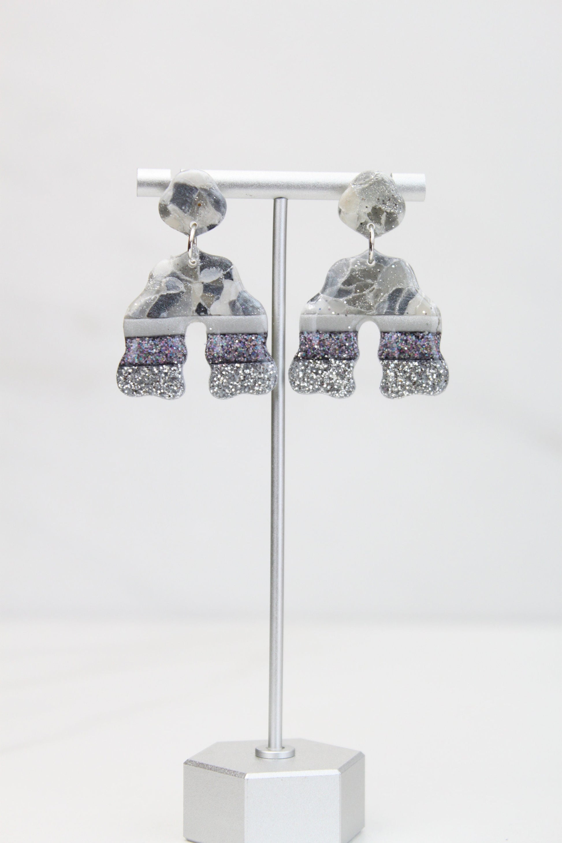 Clay Dangle Earrings - Geometric Modern Design, Handmade Lightweight Hypoallergenic Polymer Jewelry, Statement Accessory Multiple Colors