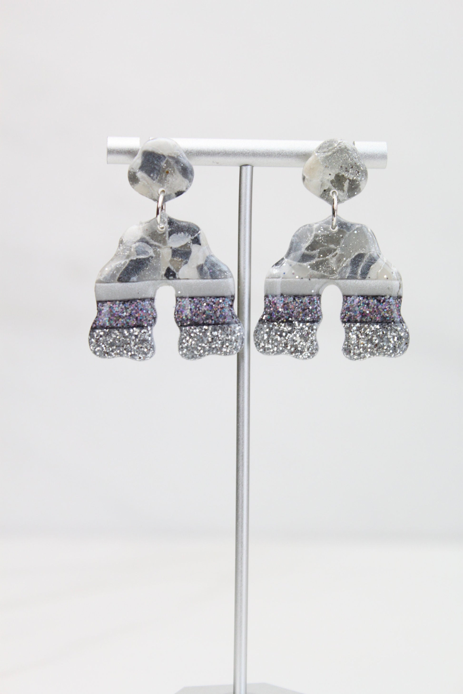 Clay Dangle Earrings - Geometric Modern Design, Handmade Lightweight Hypoallergenic Polymer Jewelry, Statement Accessory Multiple Colors