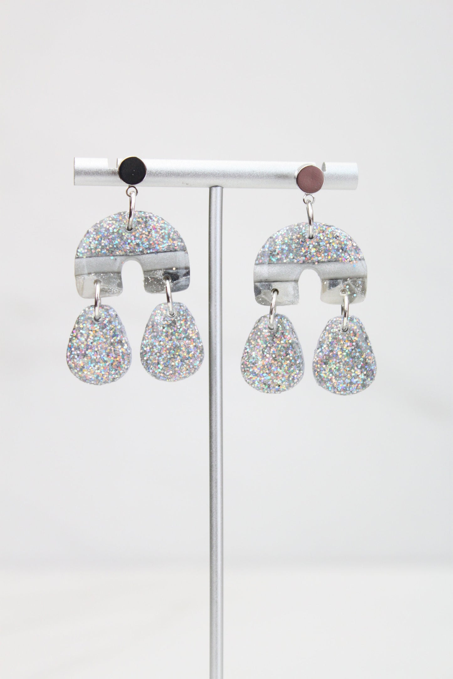 Clay Dangle Earrings - Geometric Modern Design, Handmade Lightweight Hypoallergenic Polymer Jewelry, Statement Accessory Multiple Colors