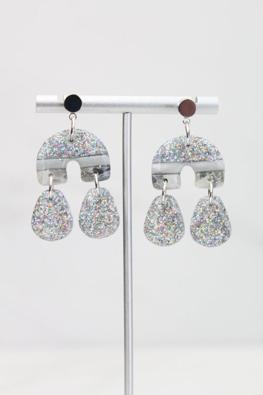 Clay Dangle Earrings - Geometric Modern Design, Handmade Lightweight Hypoallergenic Polymer Jewelry, Statement Accessory Multiple Colors