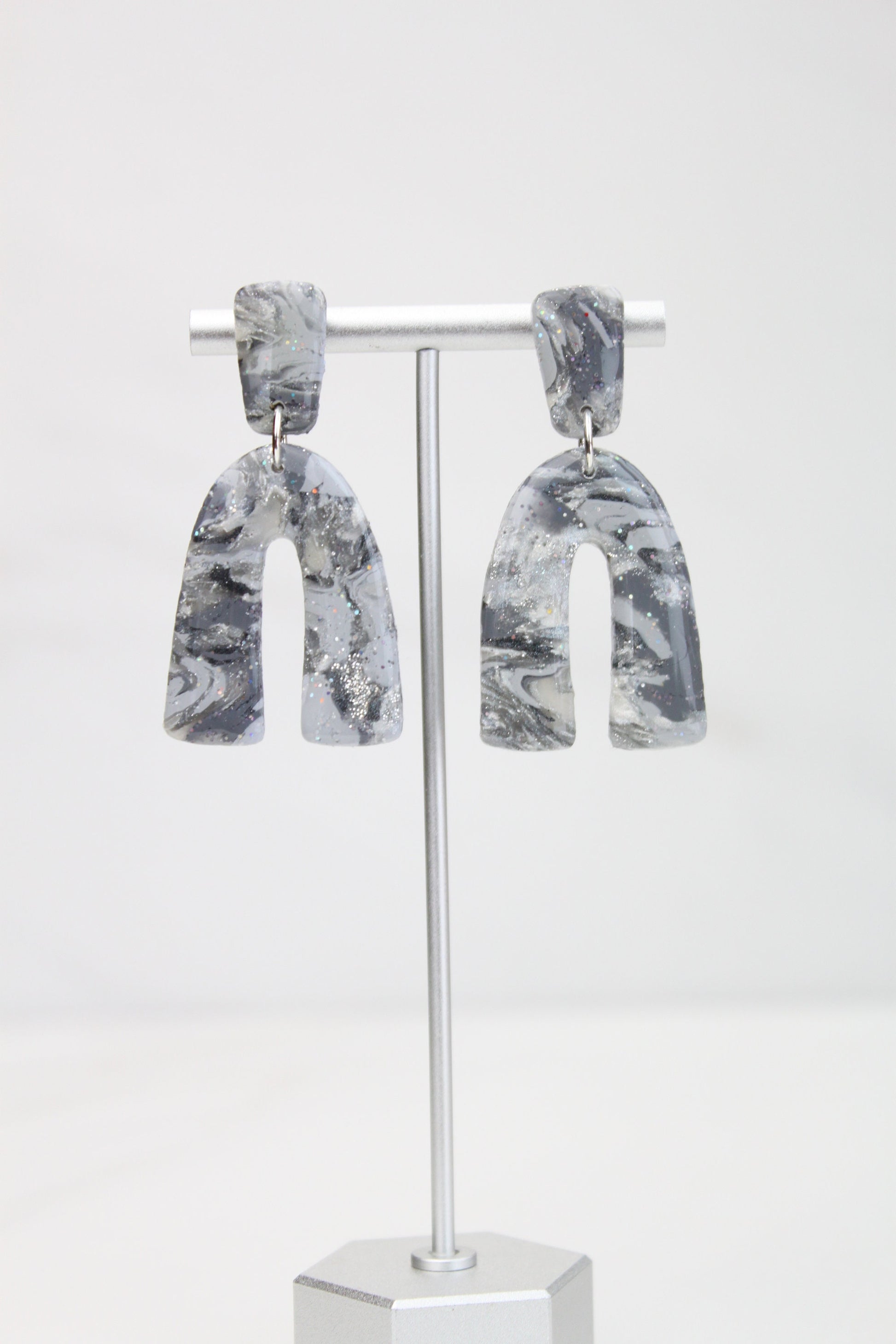 Clay Dangle Earrings - Geometric Modern Design, Handmade Lightweight Hypoallergenic Polymer Jewelry, Statement Accessory Multiple Colors