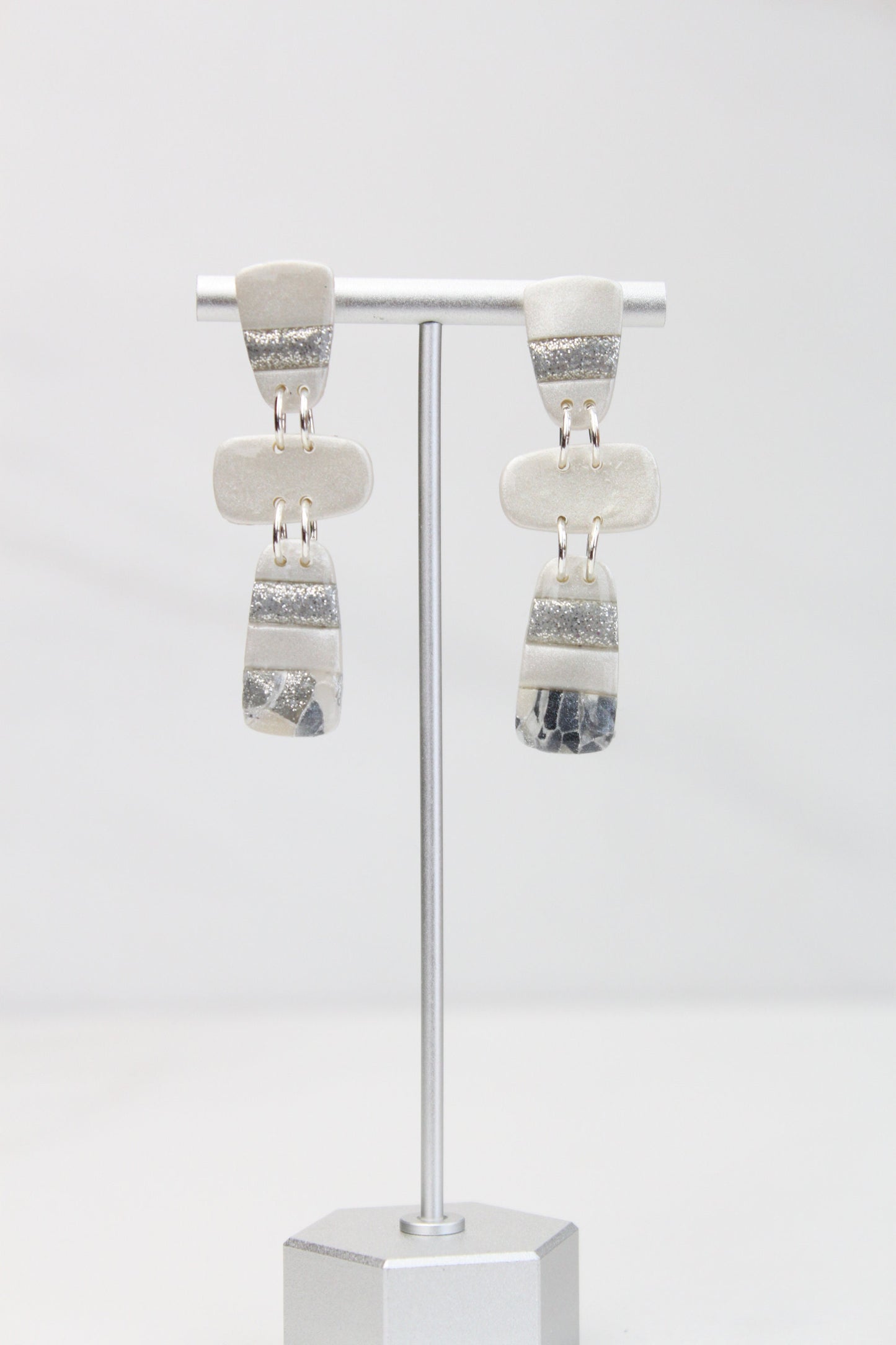 Clay Dangle Earrings - Geometric Modern Design, Handmade Lightweight Hypoallergenic Polymer Jewelry, Statement Accessory Multiple Colors