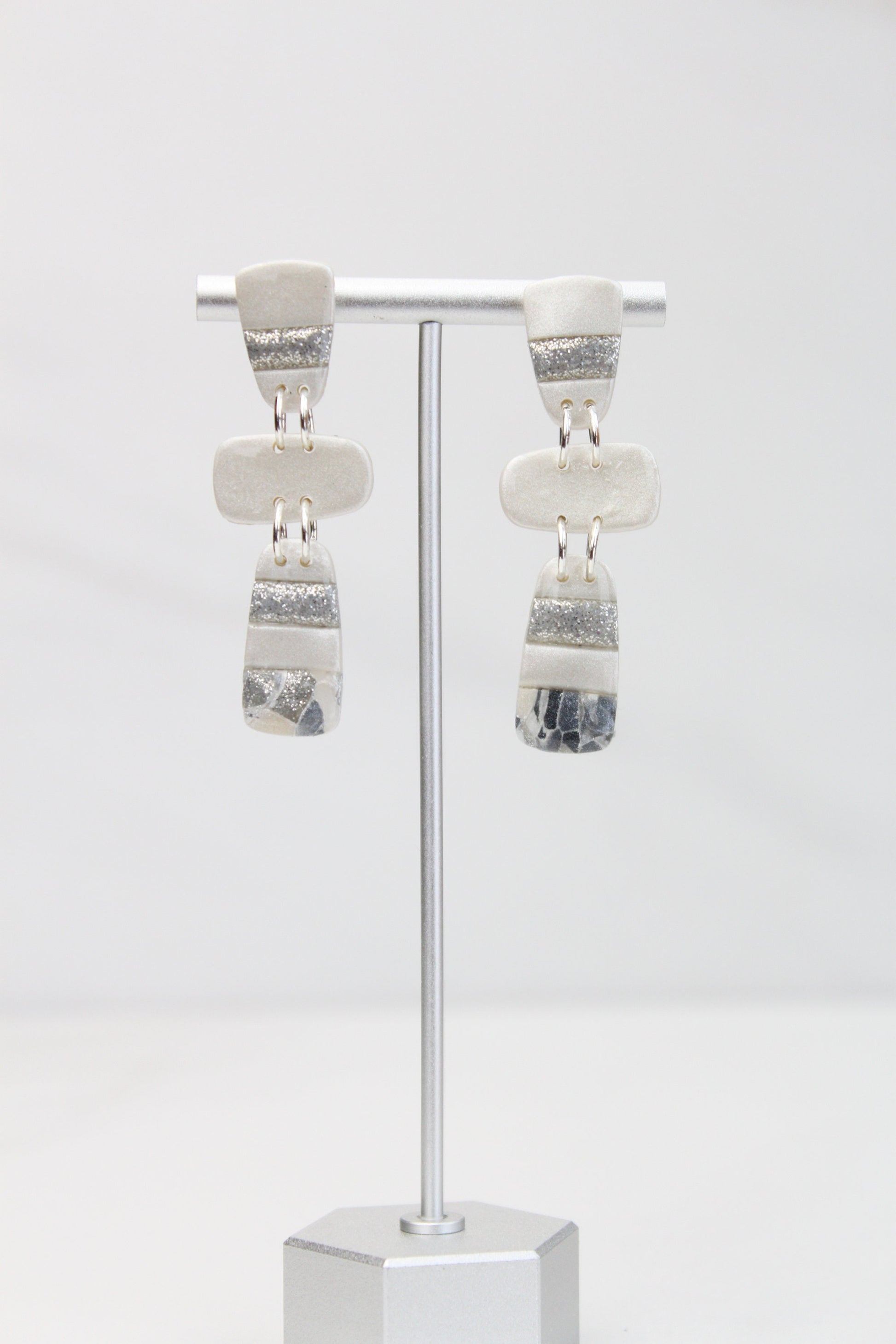 Clay Dangle Earrings - Geometric Modern Design, Handmade Lightweight Hypoallergenic Polymer Jewelry, Statement Accessory Multiple Colors