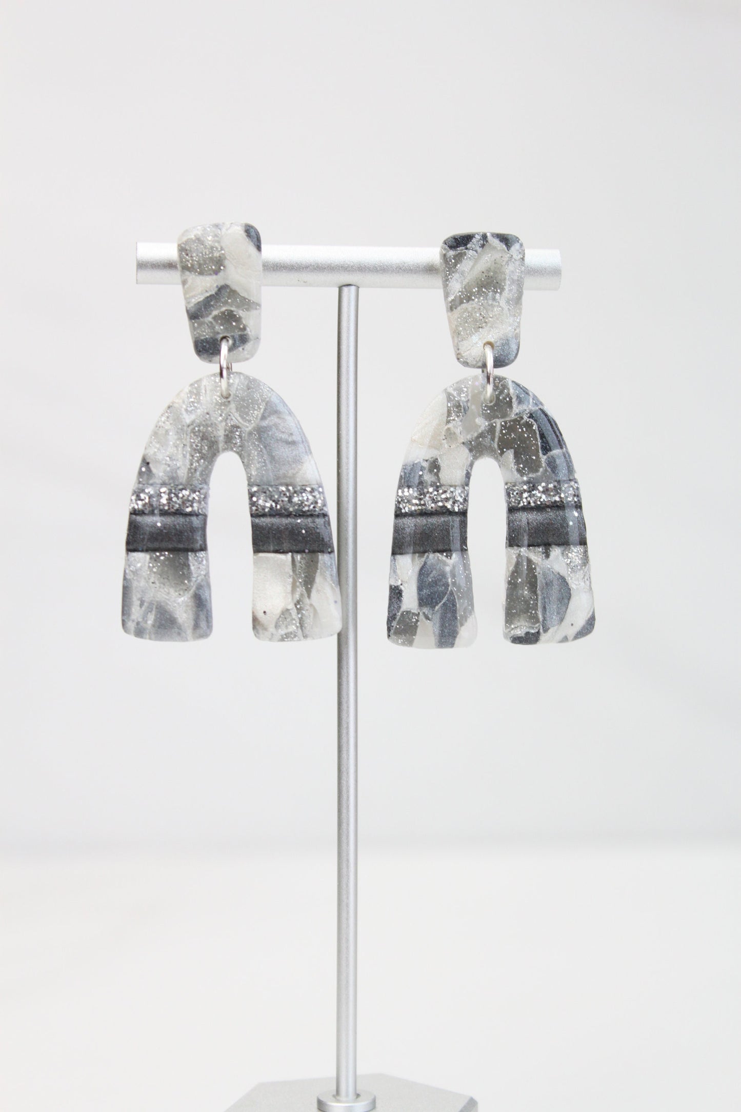 Clay Dangle Earrings - Geometric Modern Design, Handmade Lightweight Hypoallergenic Polymer Jewelry, Statement Accessory Multiple Colors