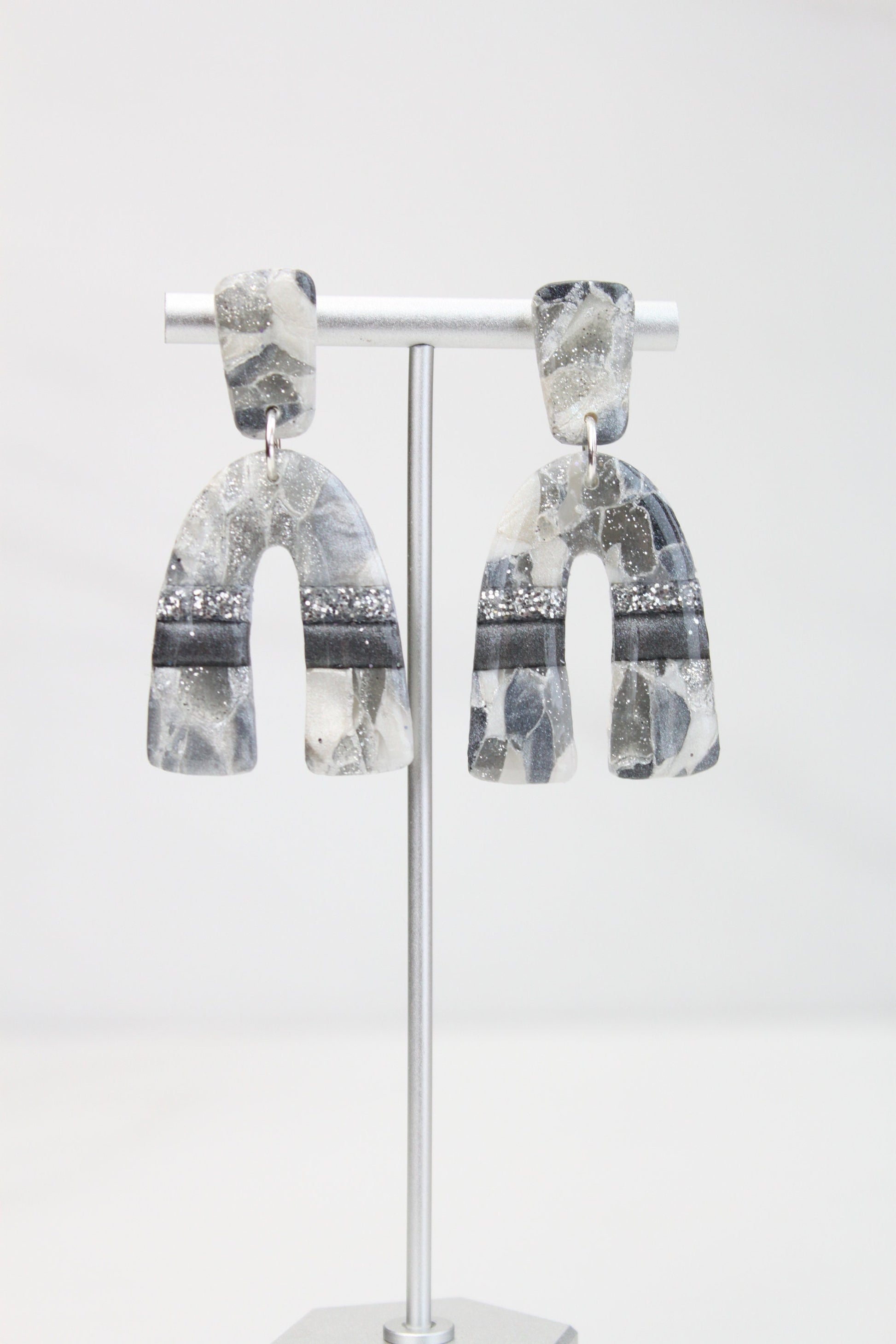 Clay Dangle Earrings - Geometric Modern Design, Handmade Lightweight Hypoallergenic Polymer Jewelry, Statement Accessory Multiple Colors